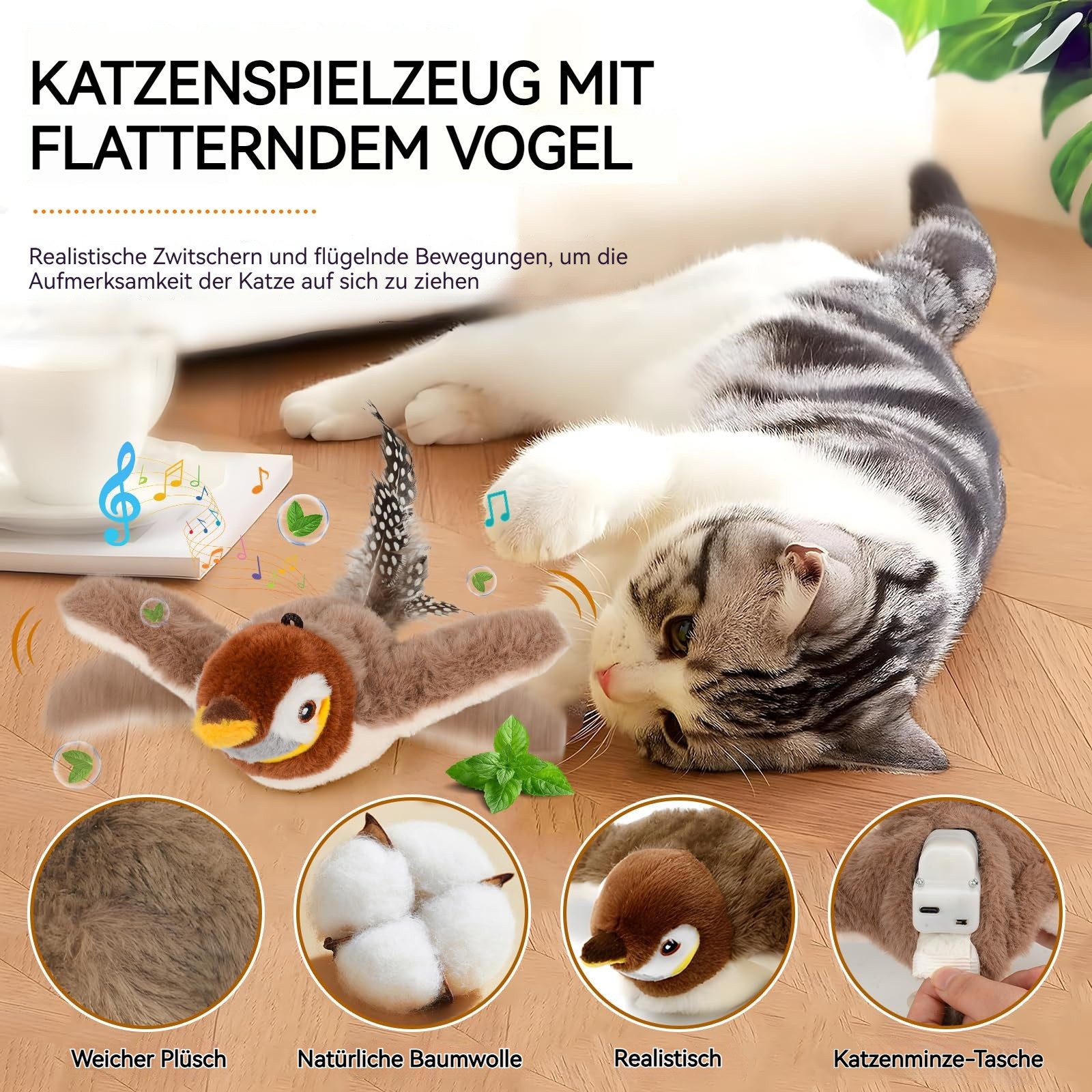 BlingBin Tier-Intelligenzspielzeug Katzenspielzeug Vogel Fliegt Elektrisch, günstig online kaufen