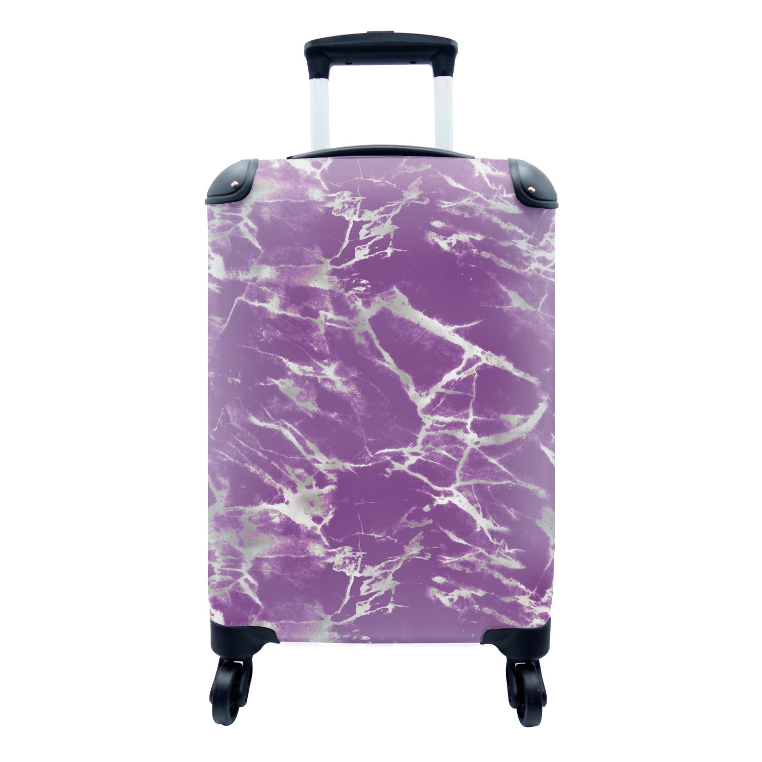 Ferien, Reisekoffer rollen, Marmor für Handgepäck - Violett - 4 Weiß mit Reisetasche Trolley, - Rollen, MuchoWow Handgepäckkoffer Muster,