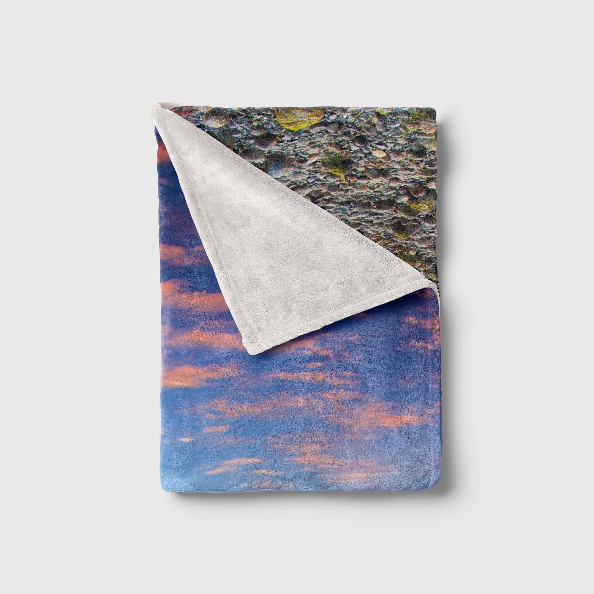 Sinus Art Handtücher Handtuch mit Handtuch Baumwolle-Polyester-Mix Berggipfel Fotomotiv Saunatuch Kuscheldecke Strandhandtuch Wolken, Rosa (1-St), Berge