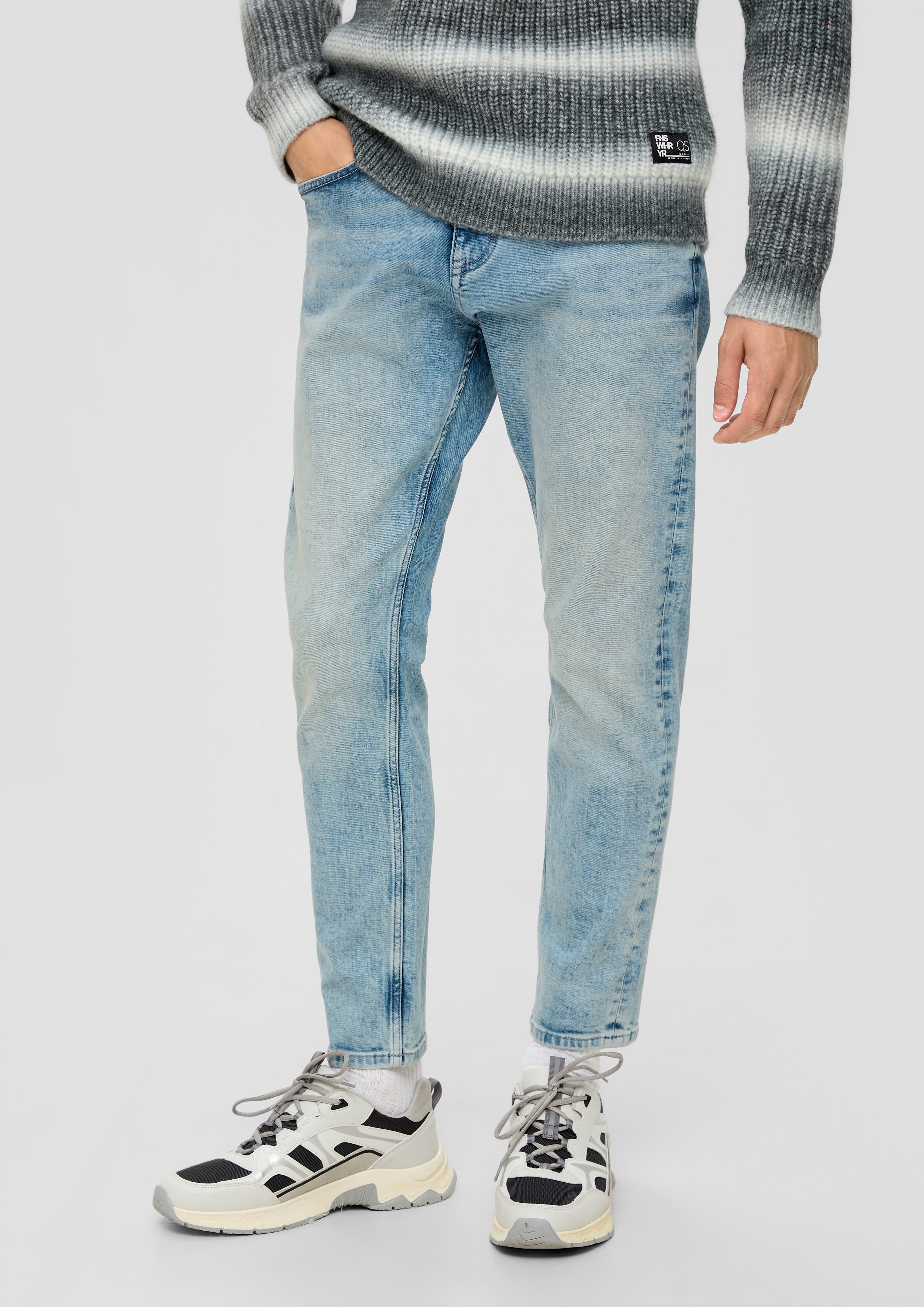 / Stoffhose QS Fit Jeans Mid Waschung Rick Slim Slim / Leg / Rise Label-Patch,