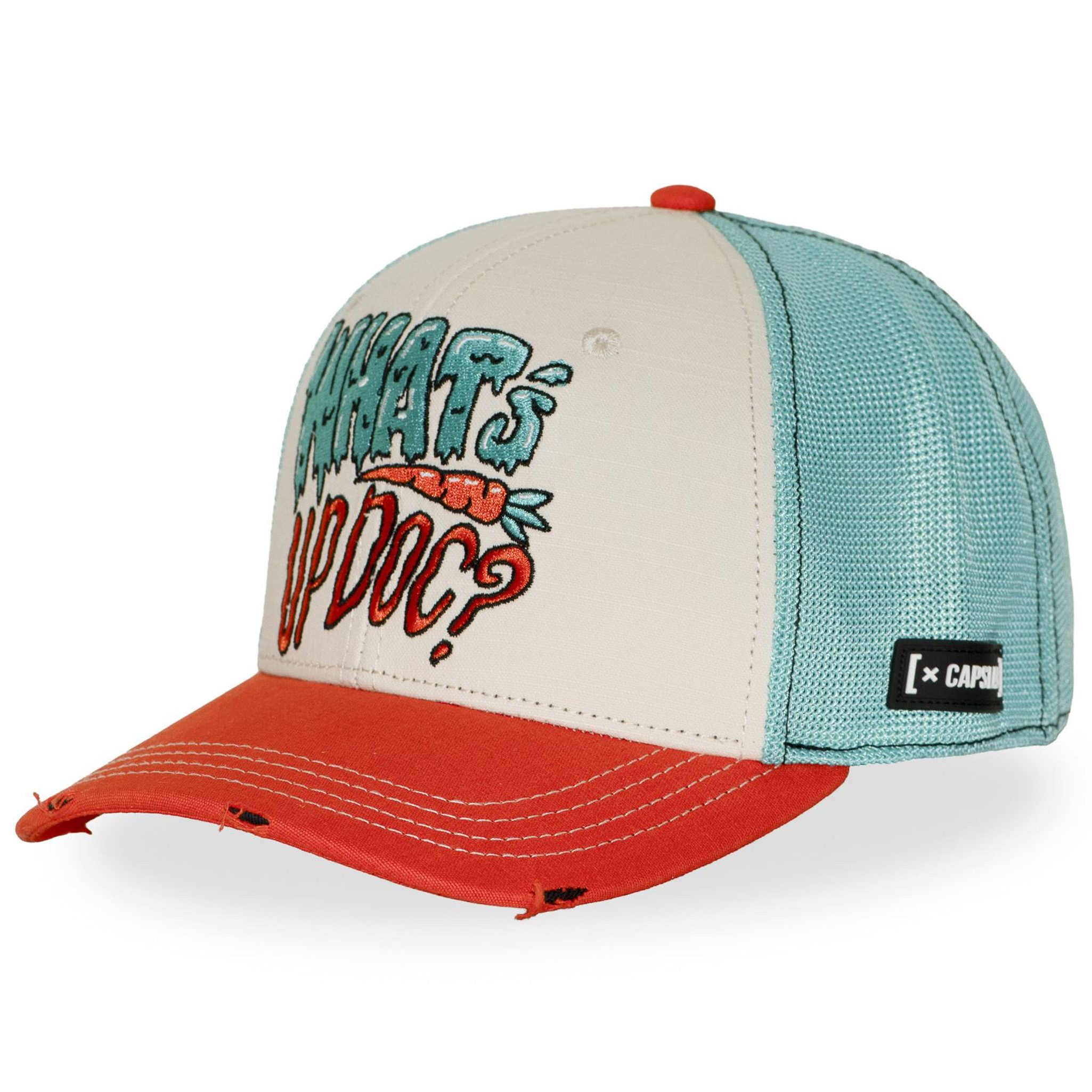 Capslab Trucker Cap CAPSLAB X LOONEY TUNES WHATS UP DOC Premium Semi-Curved Trucker Cap (Basecap, Basecap, Meshcap, Trucker Kappe) Used-Look