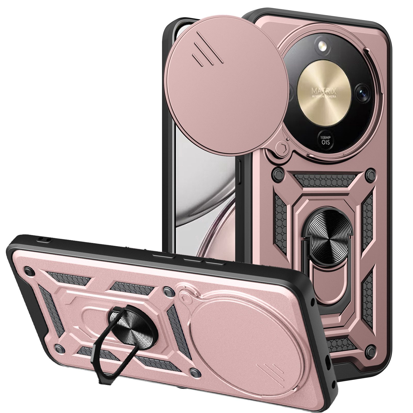 betterfon Handyhülle Panzer Hülle für Honor Magic 8 Lite Outdoor Case mit Kameraschutz, Outdoorhülle mit Ringhalter Smartstand und Silikonkern