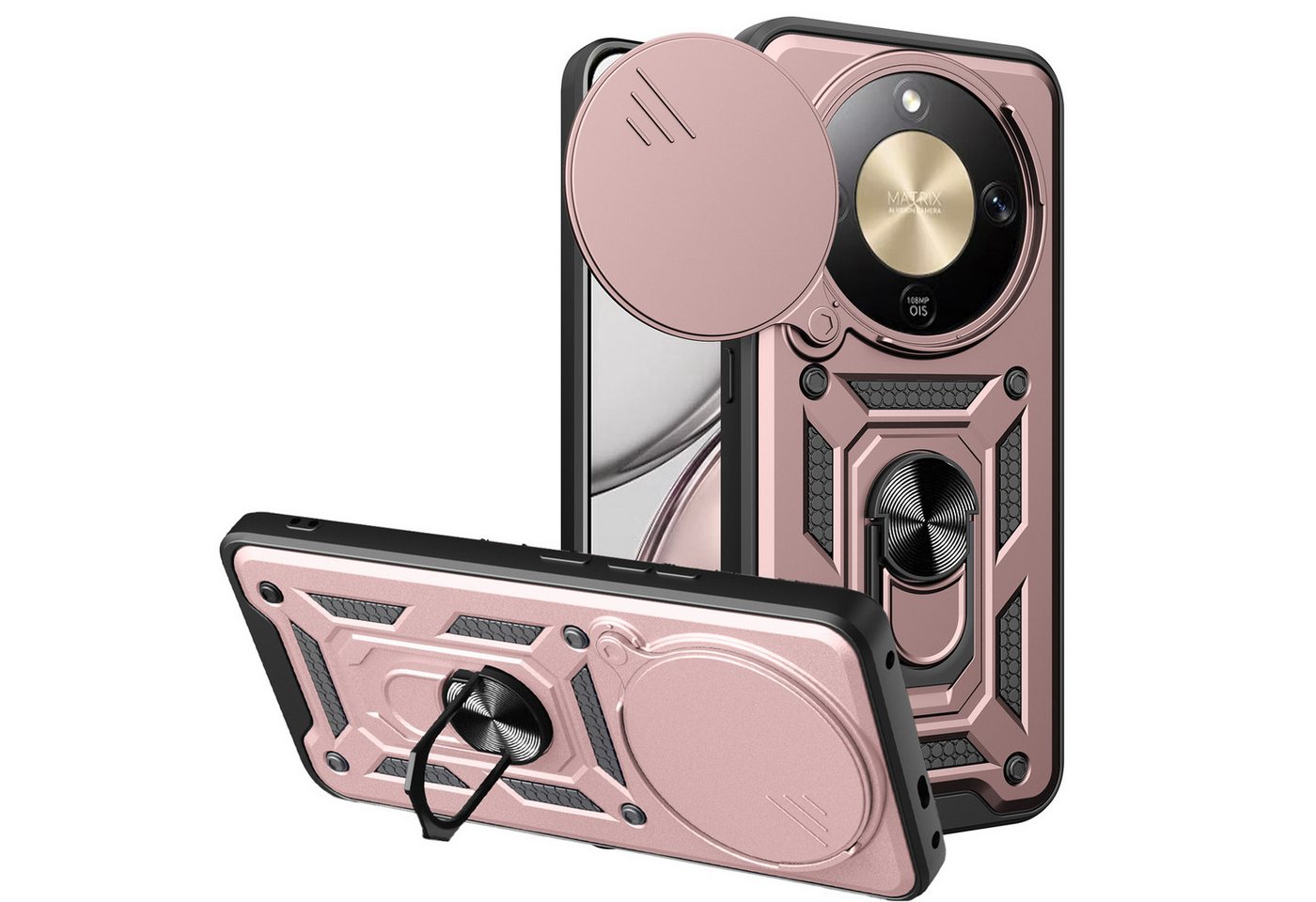betterfon Handyhülle Panzer Hülle für Honor Magic 8 Lite Outdoor Case mit Kameraschutz, Outdoorhülle mit Ringhalter Smartstand und Silikonkern