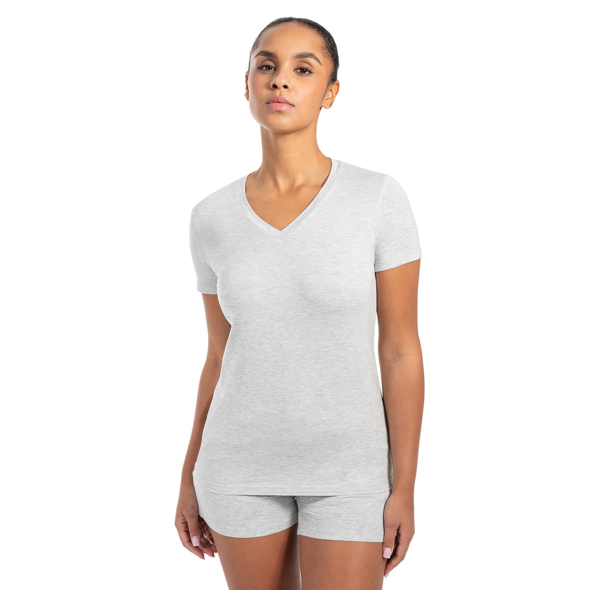 Smilodox T-Shirt Nela Modal, Shaped Fit, Kurzarm V-Neck Shirt, weiches Mate günstig online kaufen