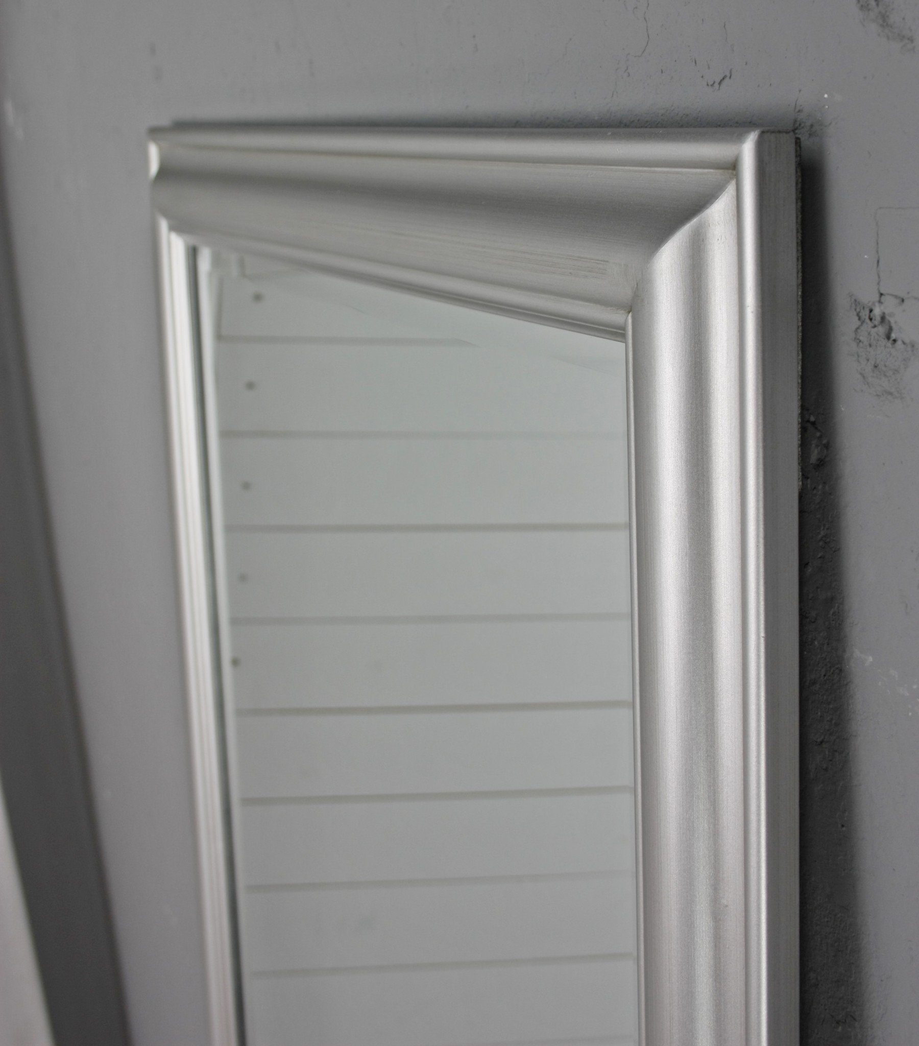 150cm, Wandspiegel Landhausstil silber klassischer elbmöbel 150x60x7 silber schlicht Spiegel: Spiegel Wandspiegel
