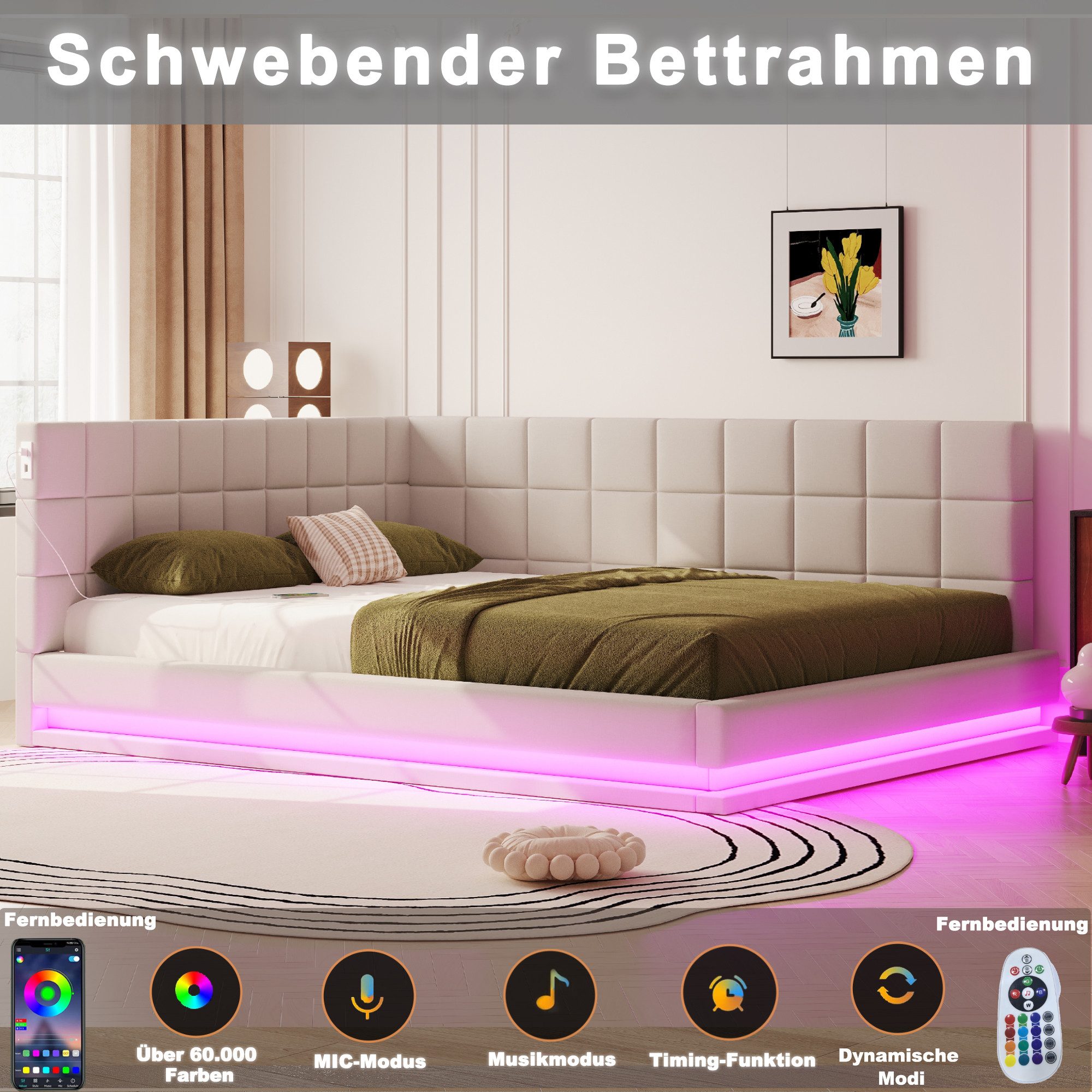 REDOM Schlafsofa Polsterbett,Funktionsbett,Jugendbett, Multifunktionales Po günstig online kaufen