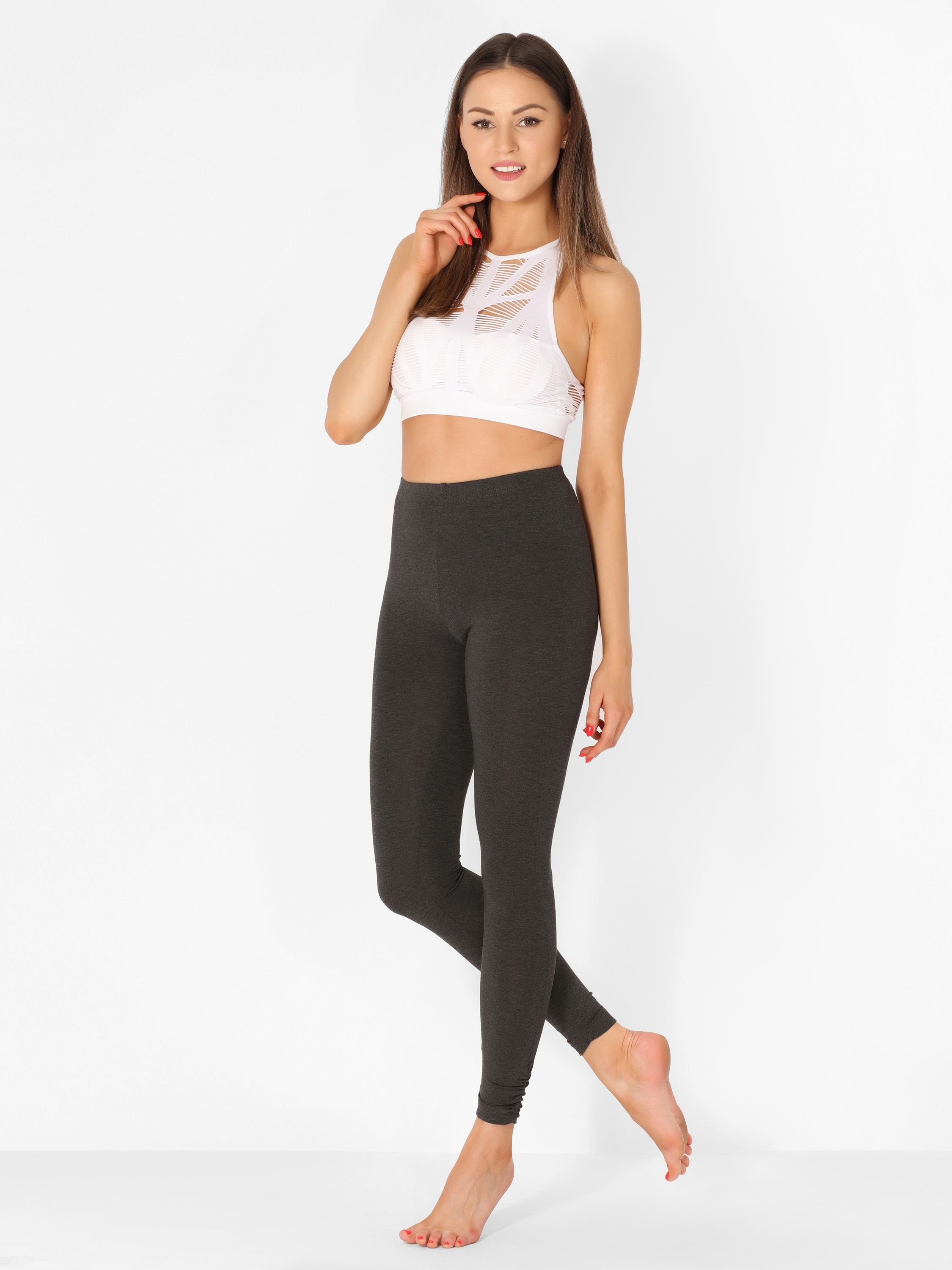 Merry Style Leggings Damen Lange Leggings aus Viskose MS10-345 (1-tlg) elastischer Bund