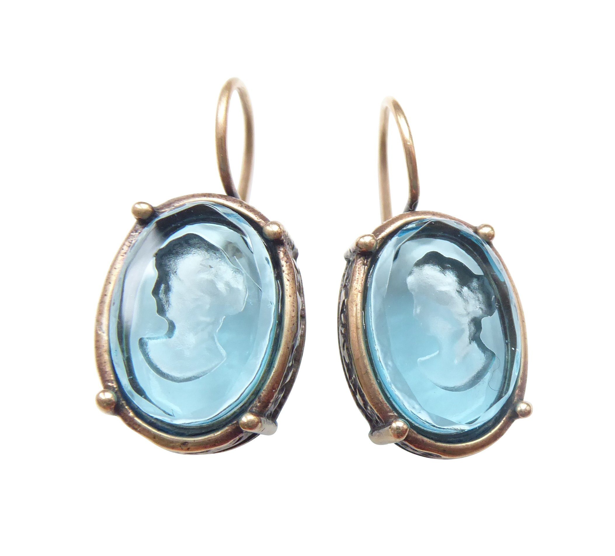 Mugello Paar Ohrhänger Elisa aqua zeitloses Must-Have, Handarbeit Designer EXTASIA mit Gemmen aus böhmischem Glas