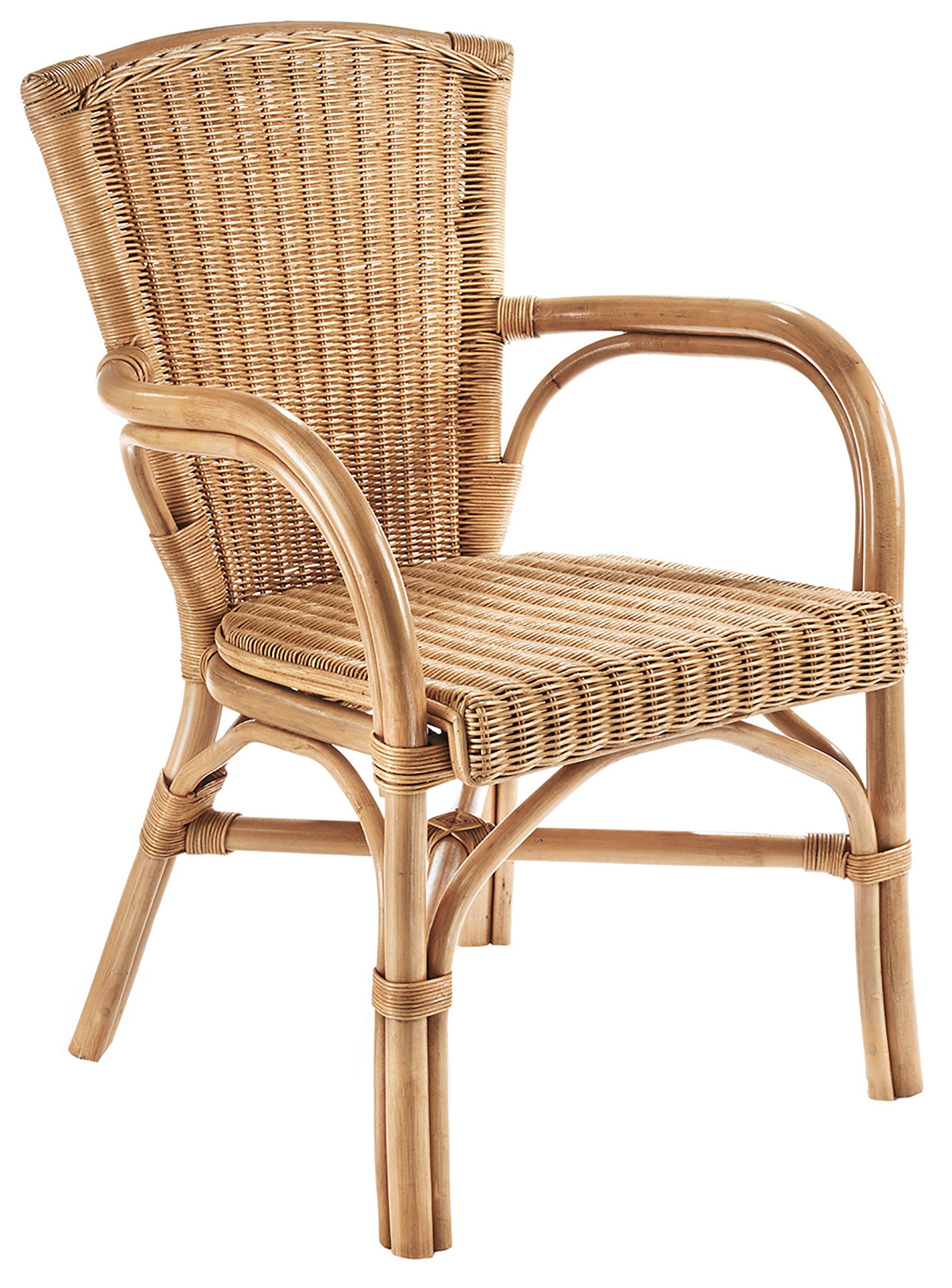 Kobolo 4-Fußstuhl Sessel Stuhl YORK aus Rattan natur mit Armlehnen (aus Rat günstig online kaufen