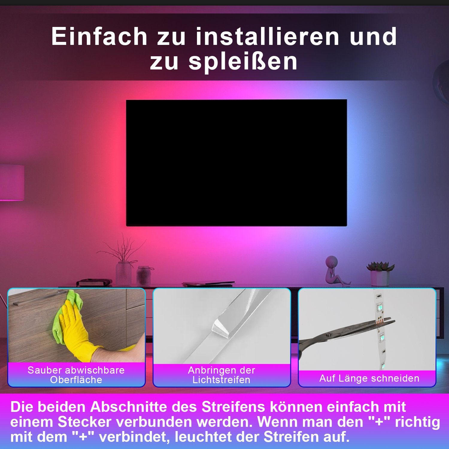 1-10M 30-flammig Stripe Lichterkette LED Strip Gimisgu LichtBand Leiste, Streifen LED LED-Streifen RGB