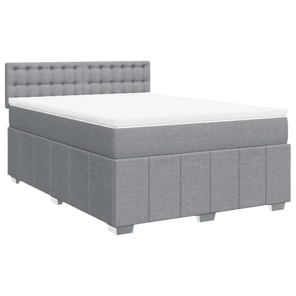 vidaXL Bett Boxspringbett mit Matratze Hellgrau 140x190 cm Stoff