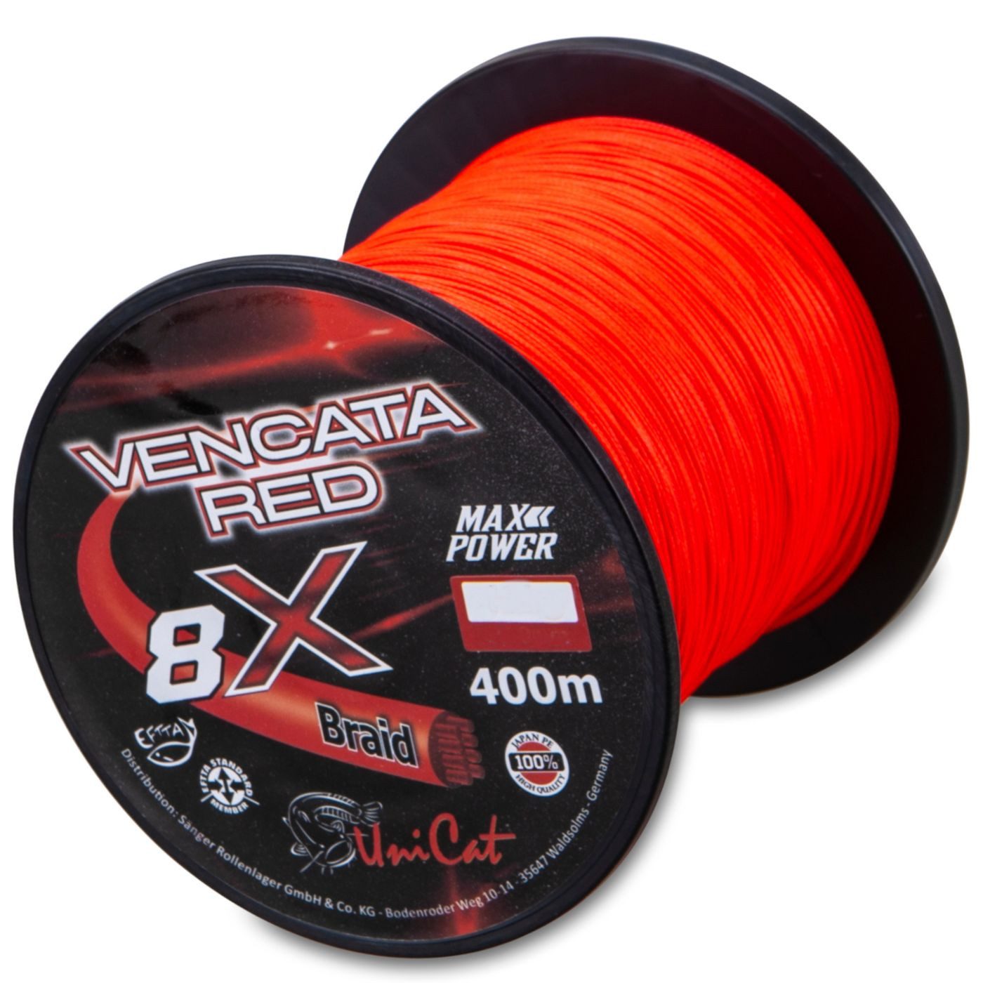 Angelschnur Uni Cat Vencata Red Line 8X - 400m geflochtene Welsschnur