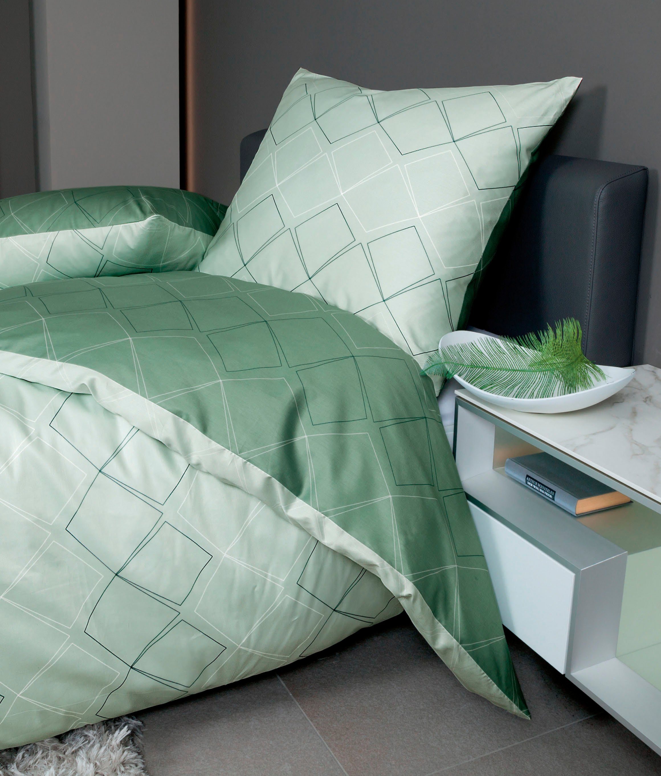 Janine Bettwäsche J. D., Mako-Satin, 3 teilig, Bettwäsche aus Baumwolle, mit Rauten-Design