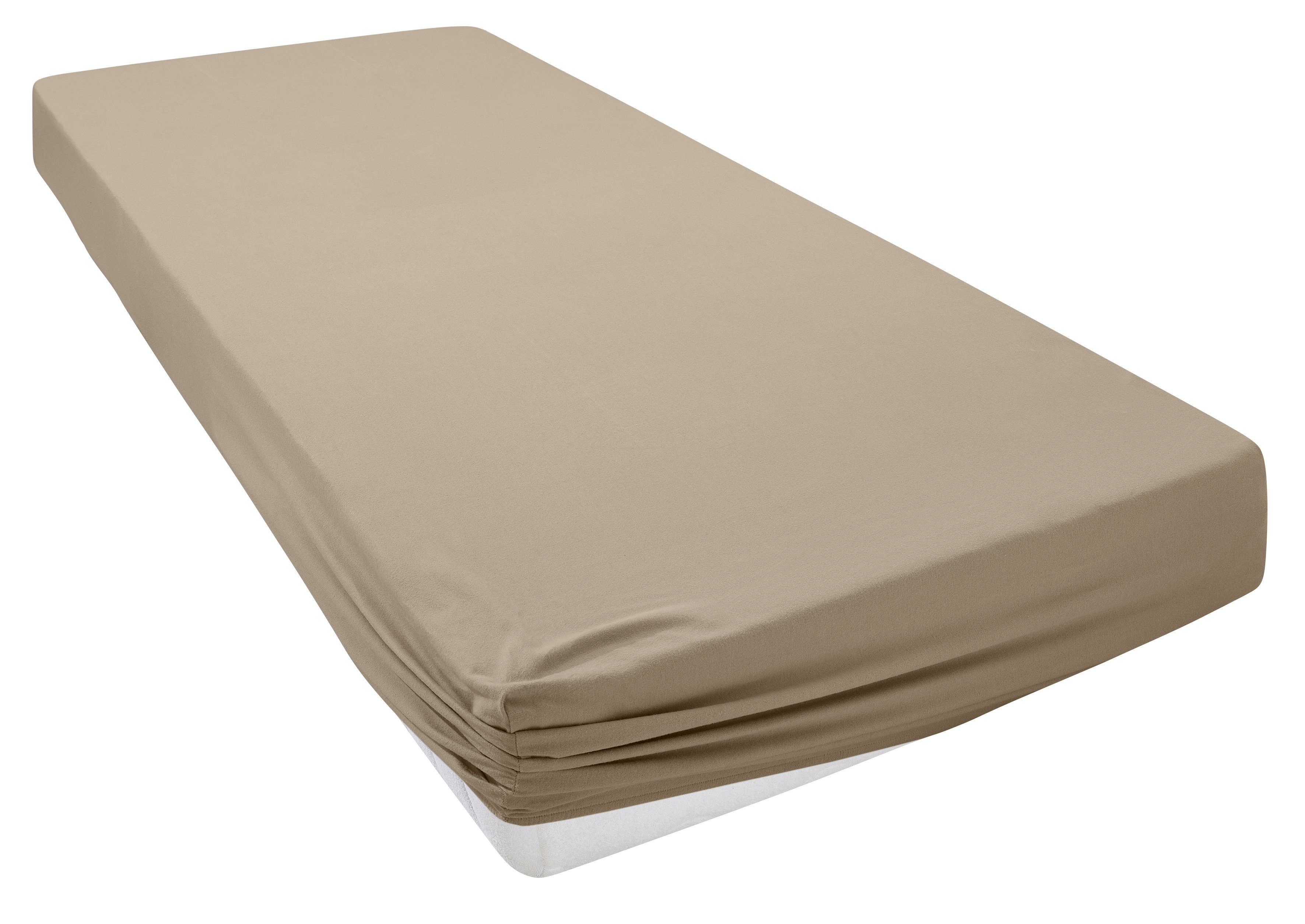 Home affaire Spannbettlaken Cremona, in den Premium Qualitäten (Jersey: 145g/m², Biber: 155g/m), Biber, Gummizug: rundum, (1 Stück), aus Baumwolle, Größe ab 90x200 cm