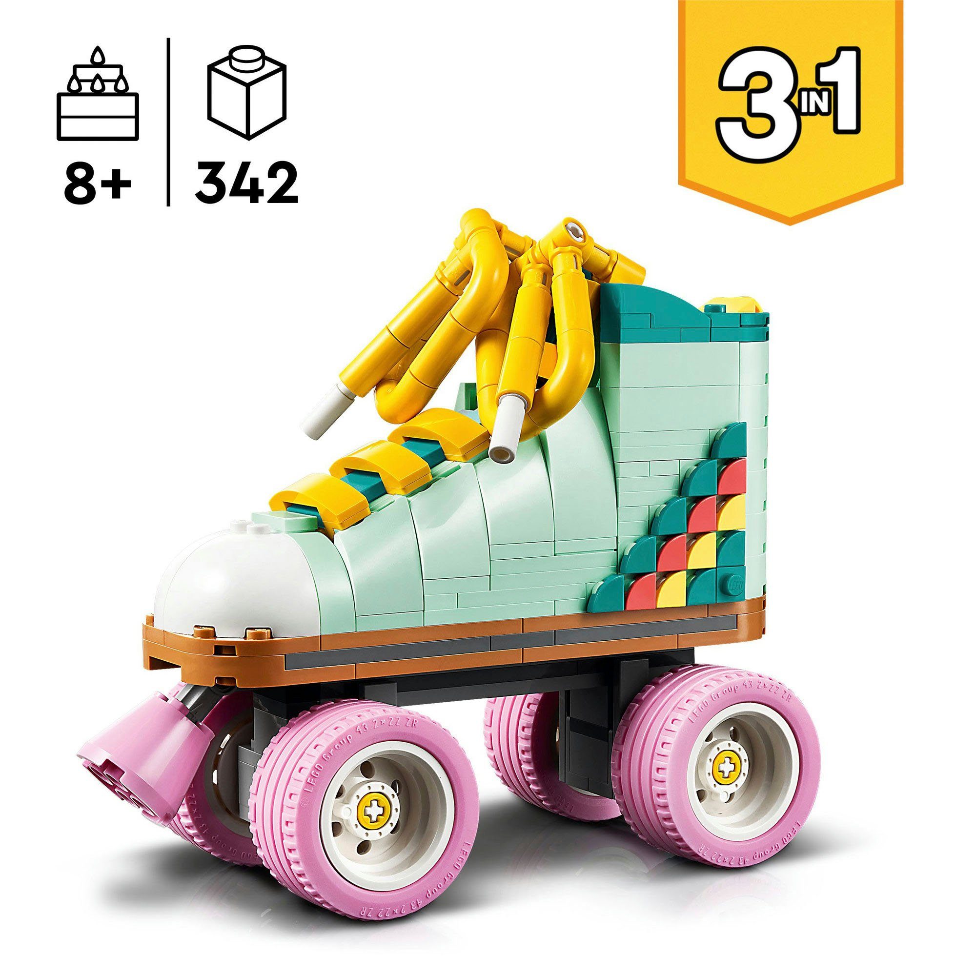 LEGO® Rollschuh (31148), LEGO Creator 3in1 Konstruktionsspielsteine, (342 St), Made in Europe