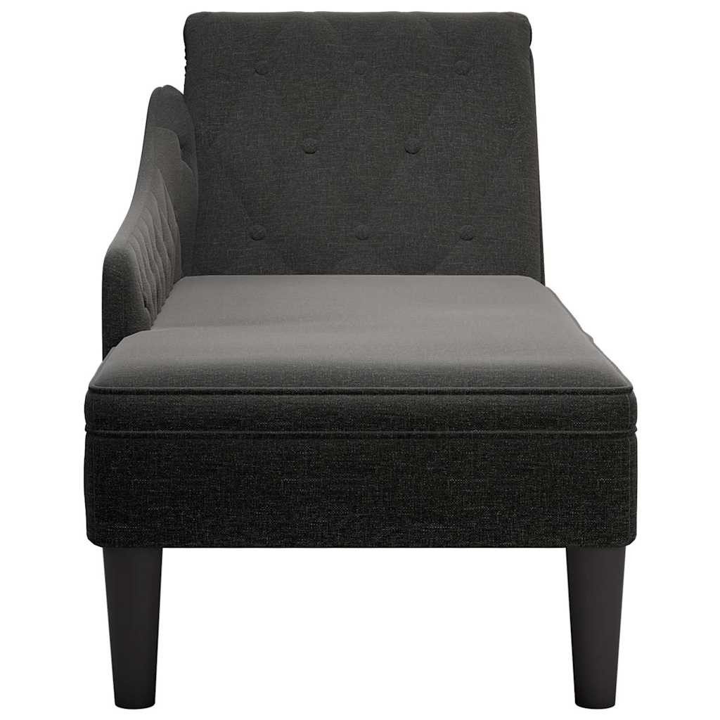 vidaXL Chaiselongue Chaiselongue mit Kissen und Rechter Armlehne Schwarz Stoff, 1 Teile