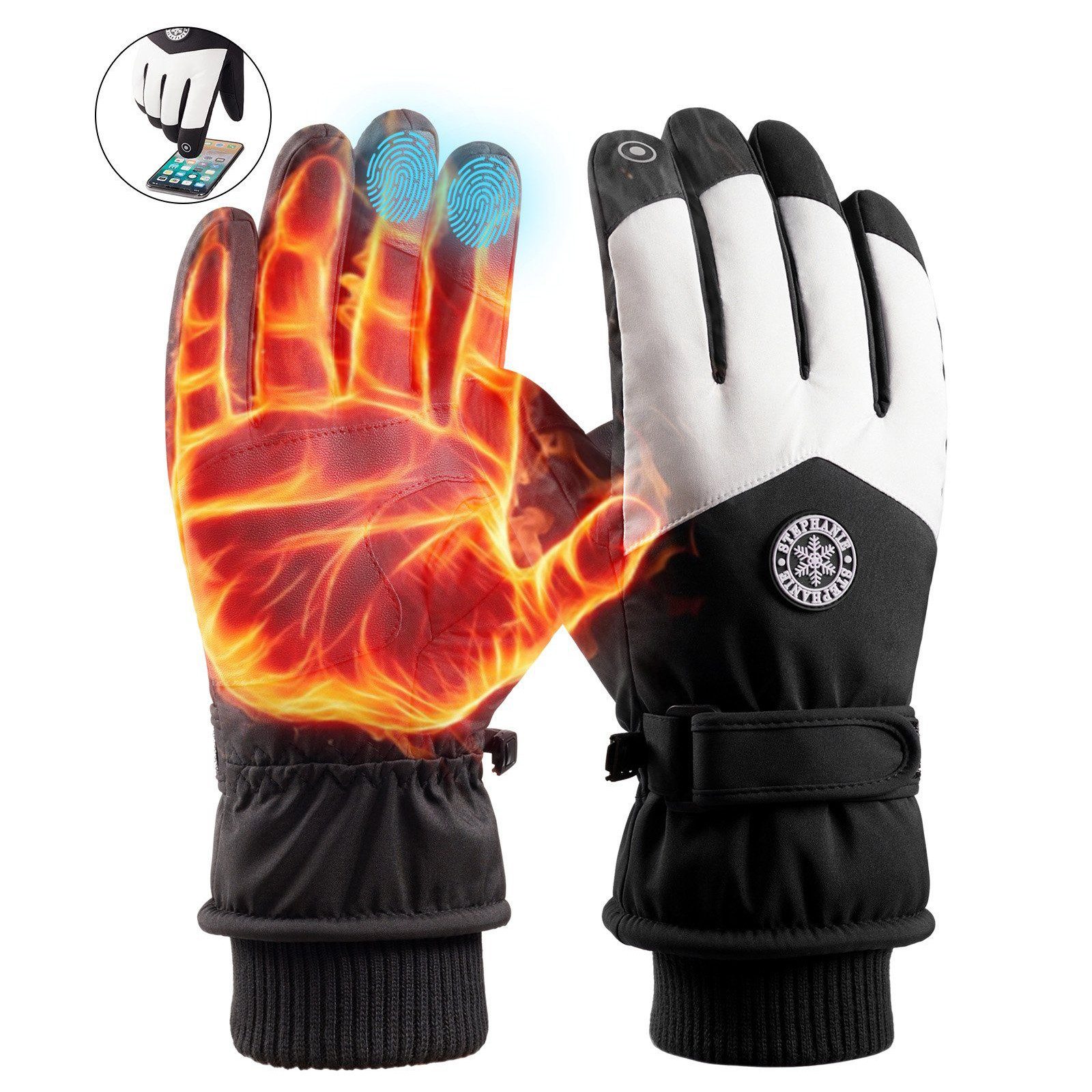 BTTO Hsch. Skihandschuhe Handschuhe Damen Herren Winter,Skihandschuhe,Winterhandschuhe Wasserdichte Touchscreen Handschuhe,für Skifahren Laufen Radfahren