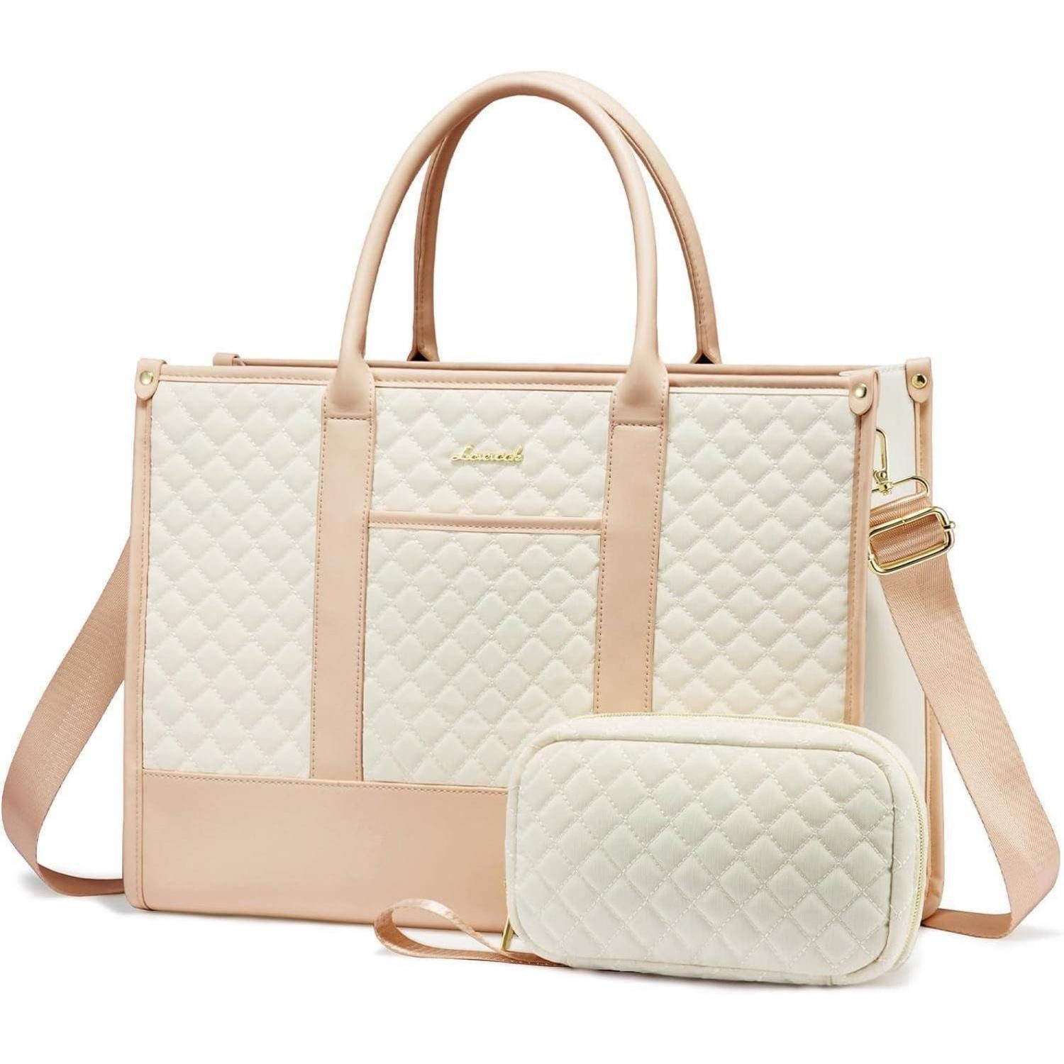 LuxusKollektion Laptoptasche Laptoptasche Damen 15,6 Zoll wasserdicht Arbeitstasche groß beige