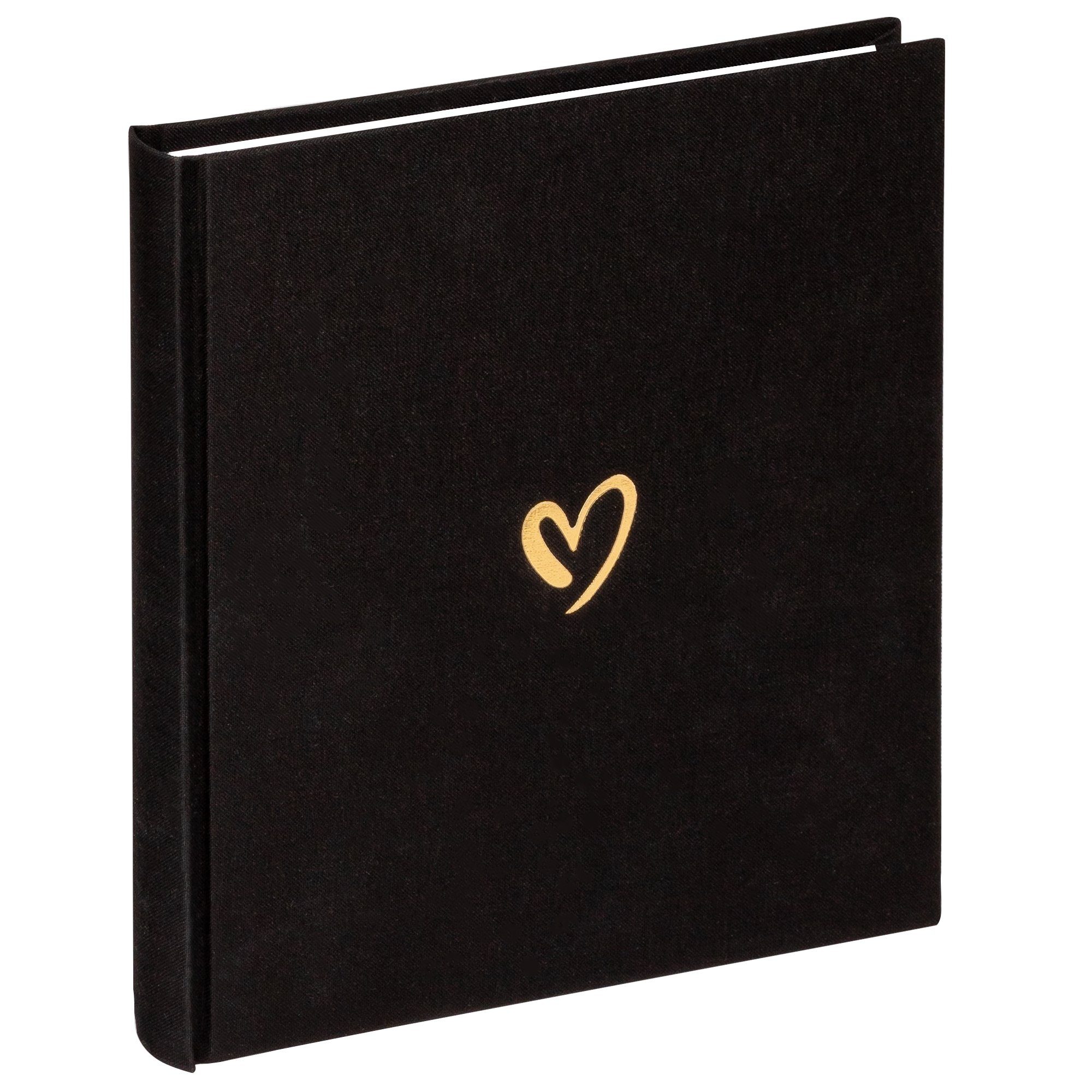 Walther Design Fotoalbum Emotion Classicalbum, buchgebundenes Album, Leineneinband mit einer goldenen Herzprägung