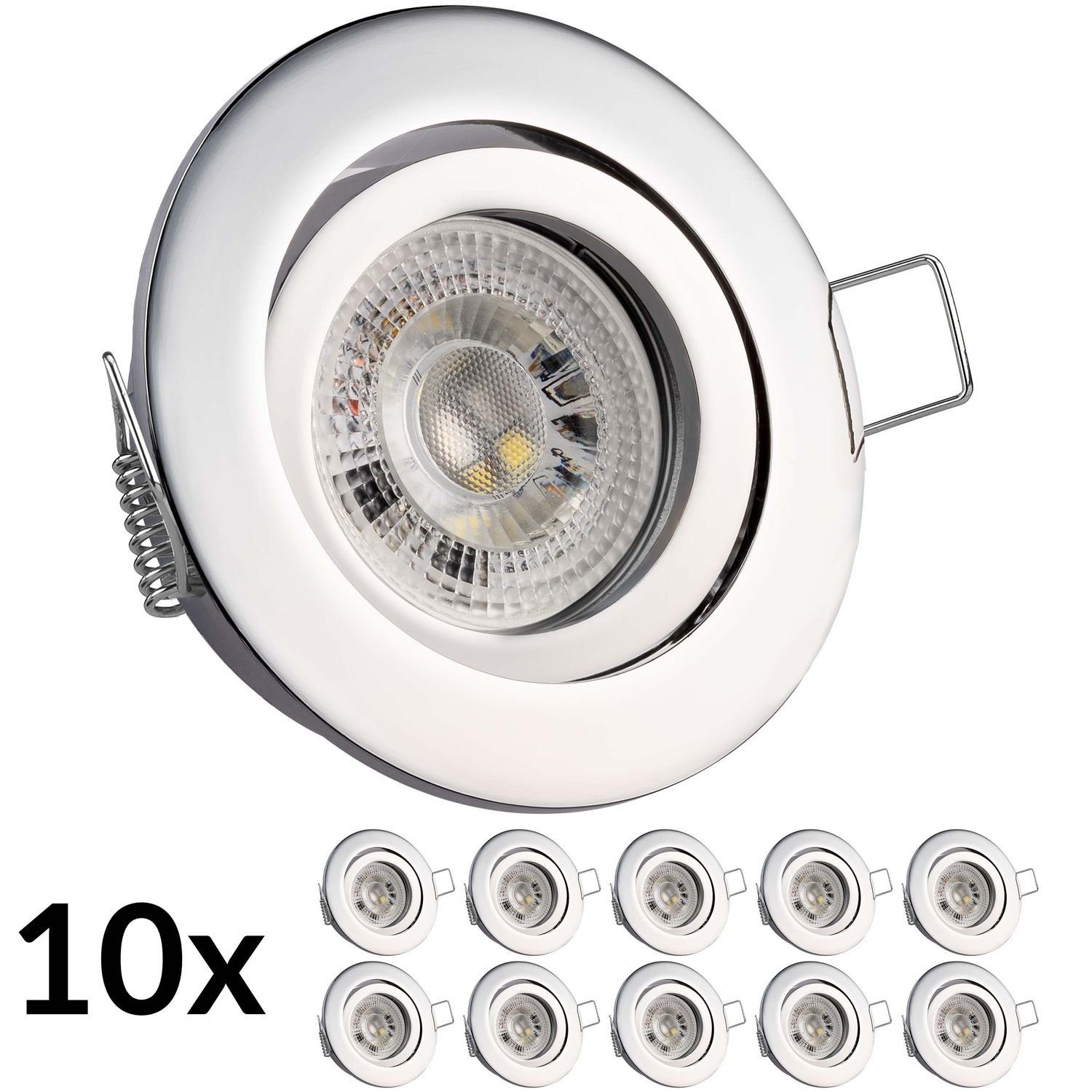 - LED Einbaustrahler LEDANDO 10er RGB in Einbaustrahler von chrom 3W LED GU10 LEDANDO Set LED mit