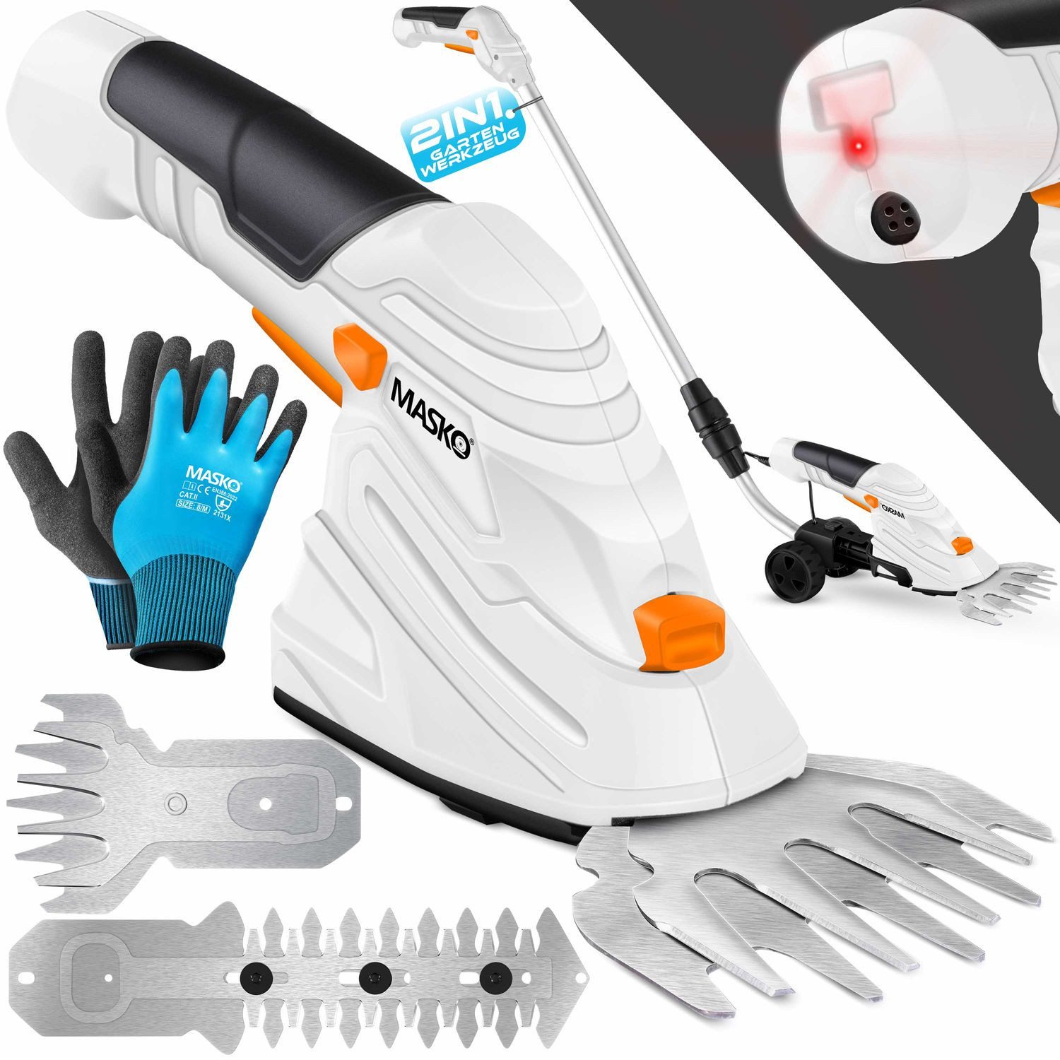 MASKO Akku-Grasschere, (0 St), Grasschere Strauchschere Set mit Akku 7,2V 2000mA/h Ladegerät