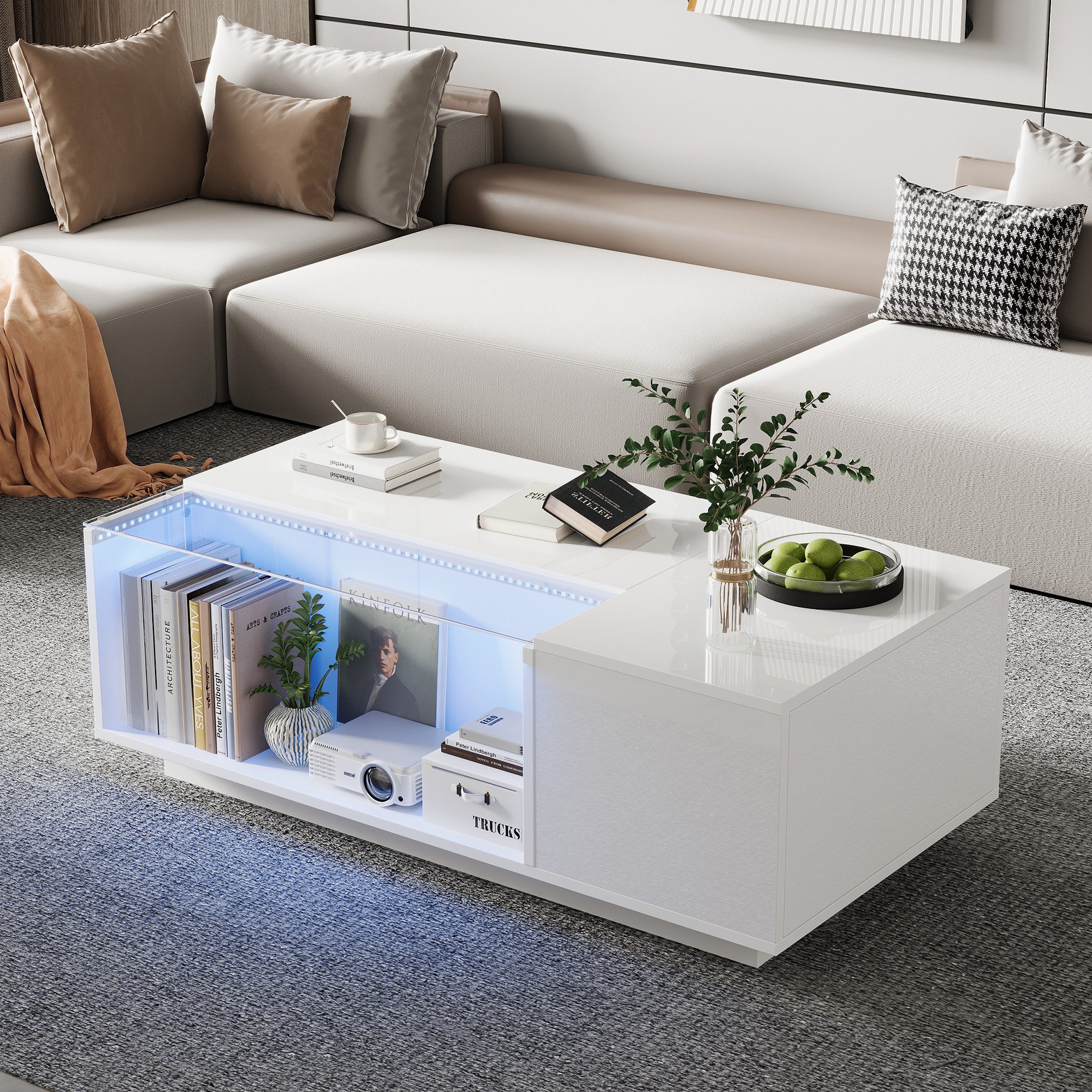 MODFU Couchtisch Hochglanz (Satztisch, Wohnzimmertisch, Beistelltisch, günstig online kaufen