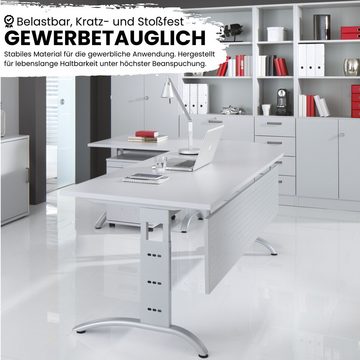 bümö Schreibtisch Serie-F - Arbeitshöhe: höhenverstellbar, Freiform: 180 x 100 cm - Dekor: Buche - Gestell: Silber