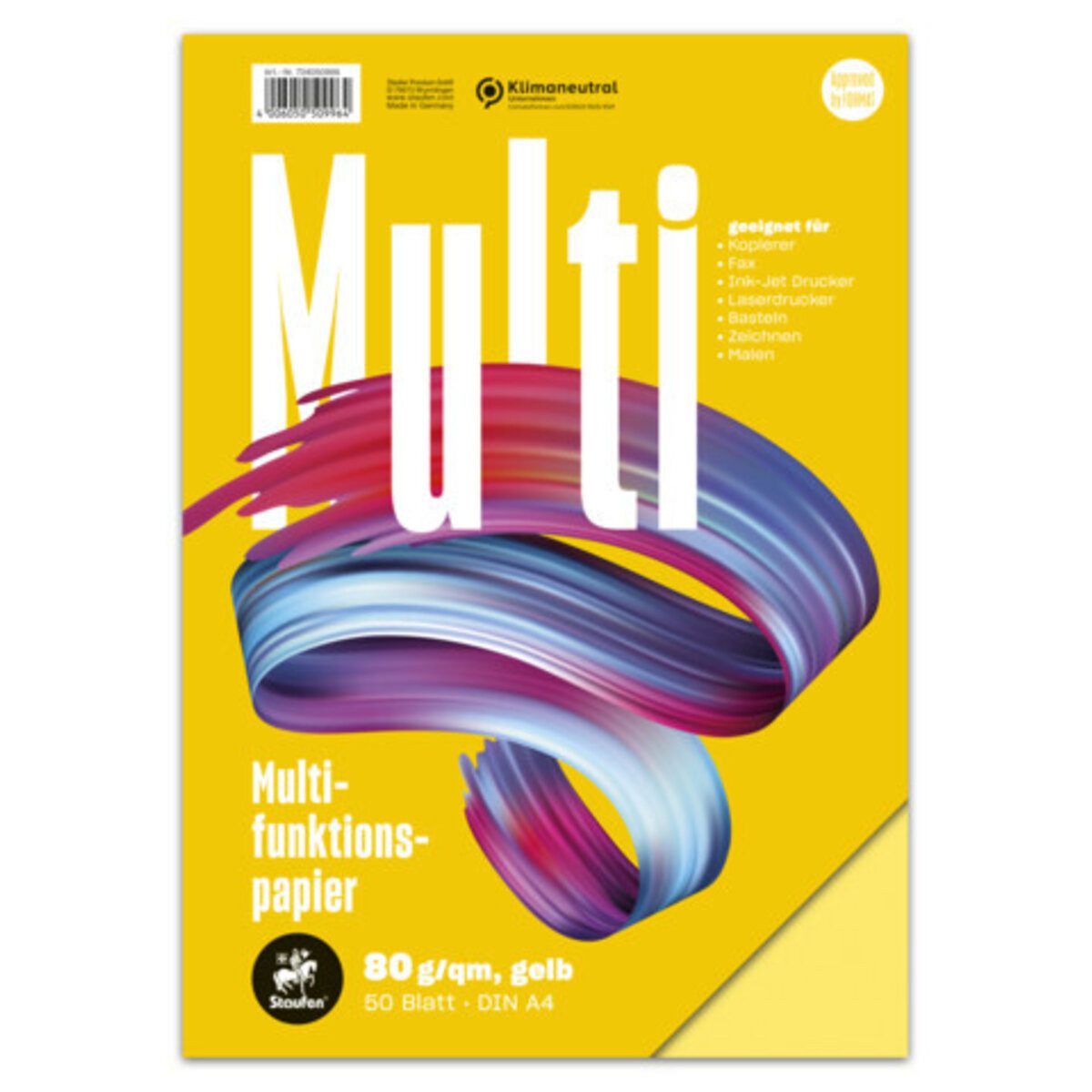 Staufen Kopierpapier Multifunktionspapier 7X PLUS - A4 80 g/qm gelb 50 Blatt.