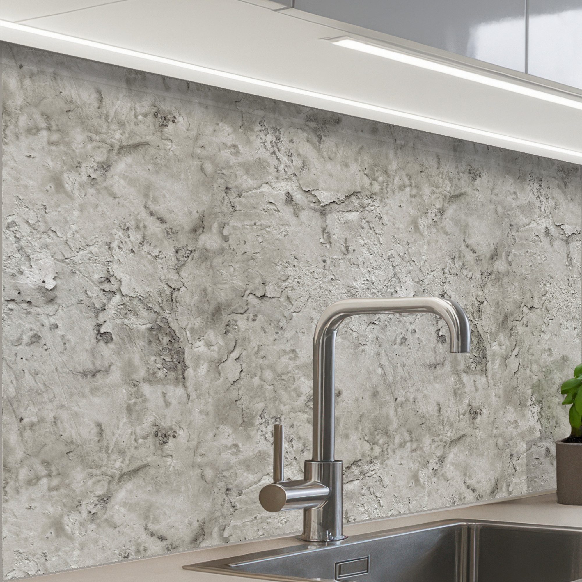 KitchenYeah Küchenrückwand Muster selbstklebend (keine Folie) Beton - Grau - Wand, (1-tlg), Spritzschutz, Küche, Rückwand, Küchenwand, Küchenfront, 30x20 cm