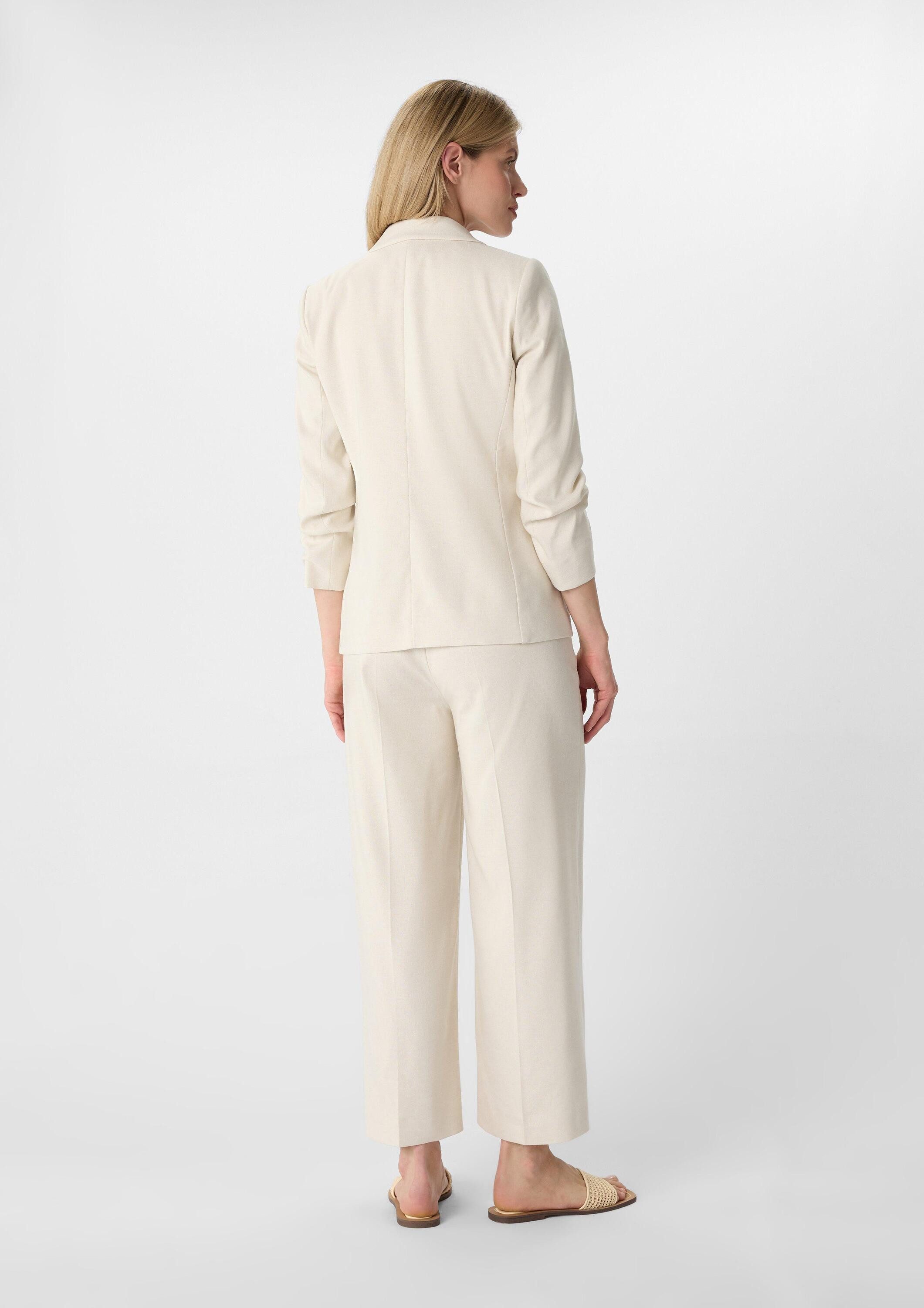 comma Jackenblazer Indoor-Blazer Leinenmix-Blazer mit gerafften 3/4-Ärmeln