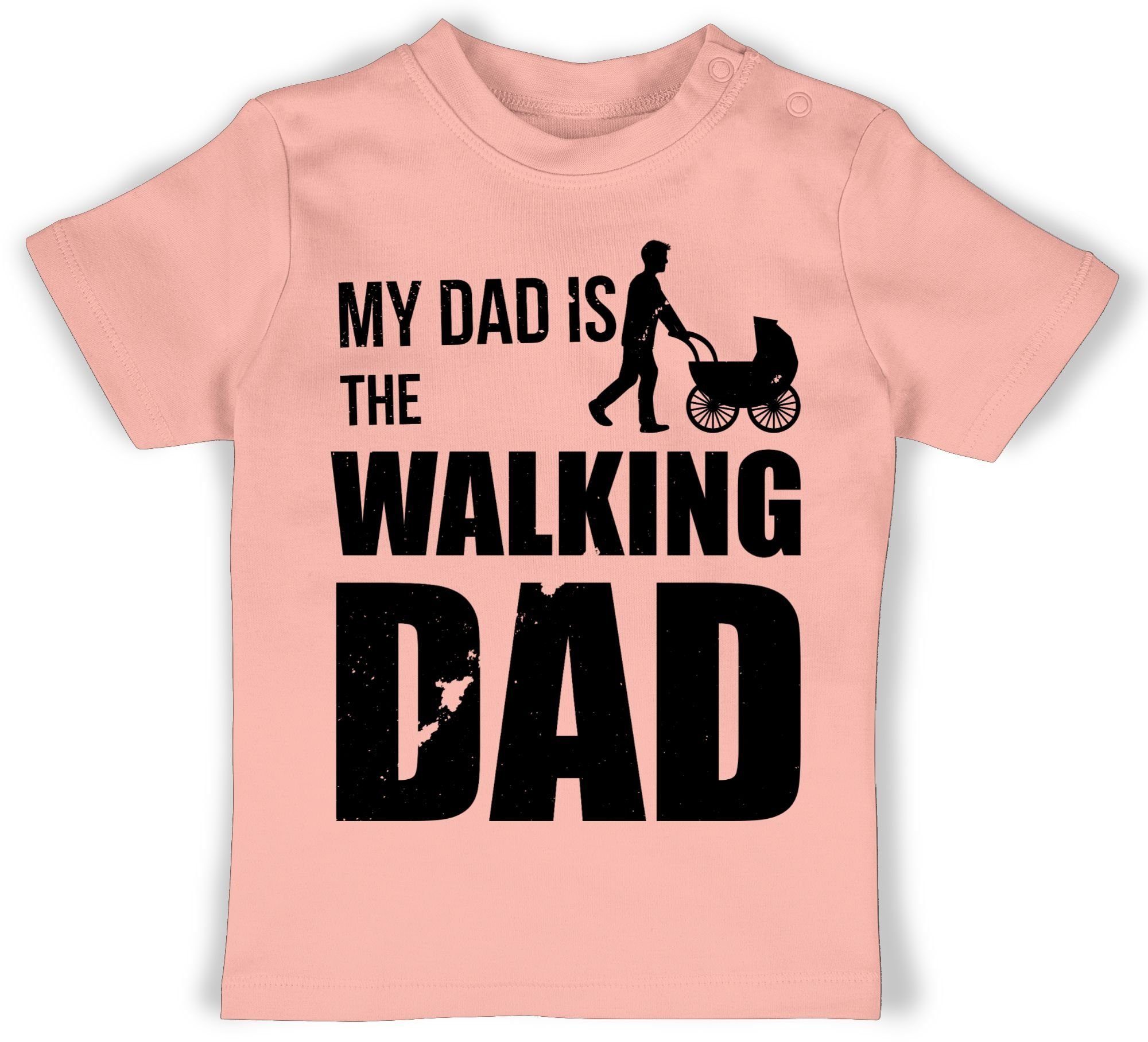 Shirtracer T-Shirt My Dad is the Walking Dad Geschenk Vatertag Baby 1 Babyrosa