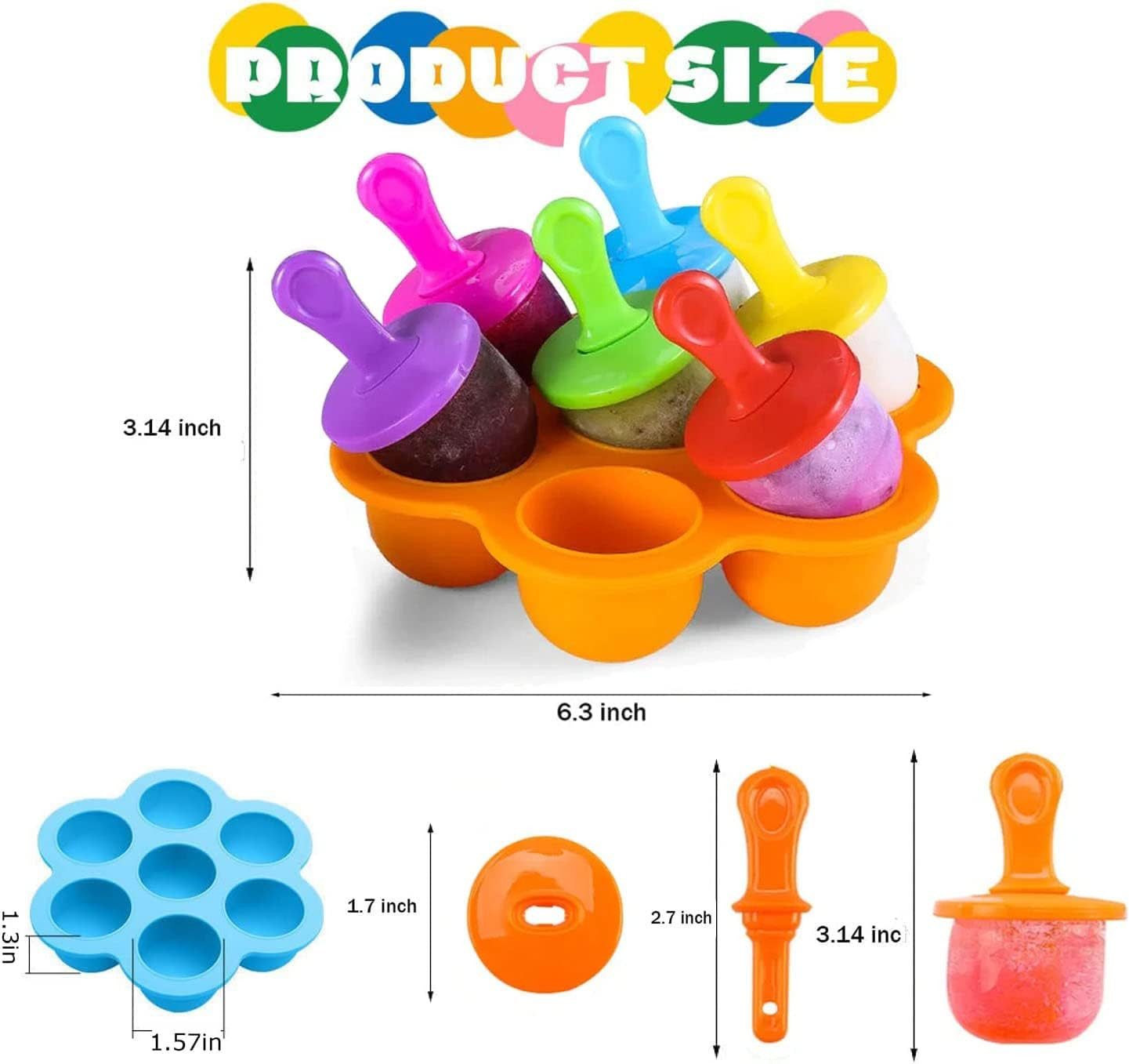 FELIXLEO Eisform Silikon Eisformenfür Eis am Stiel, Mini Popsicle Formen Lila & Orange., (2-tlg)