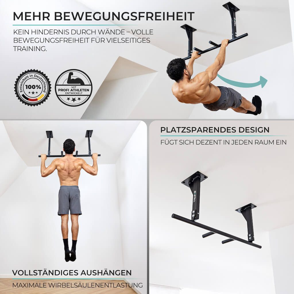Pullup & Dip Klimmzugstange Klimmzugstange Decke inkl. Klimmzugband und Schrauben (1-tlg)