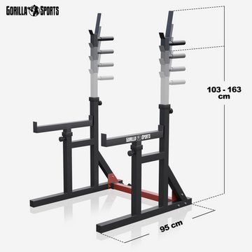 GORILLA SPORTS Squat Rack Dip-Station, Verstellbar, bis 300kg - Hantelständer, Langhantelablage, (1-tlg., Höhe und Breite verstellbar, Schwarz), Multifunktion Kniebeugenständer, Langhantelständer, Trainingsgerät