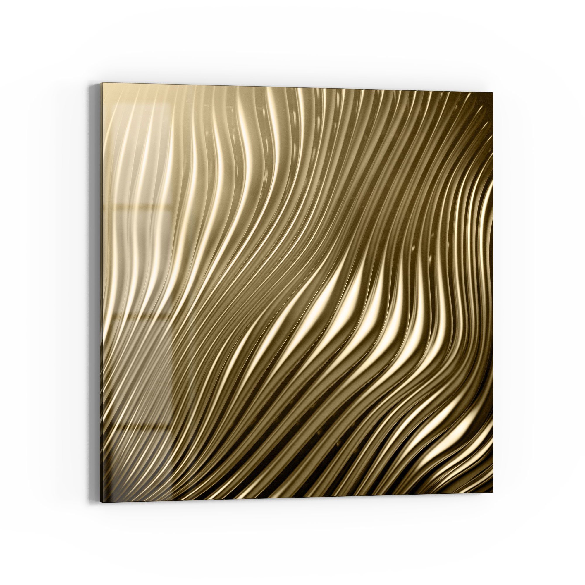 DEQORI Magnettafel 'Goldenes Rillendesign', Whiteboard Pinnwand beschreibbar