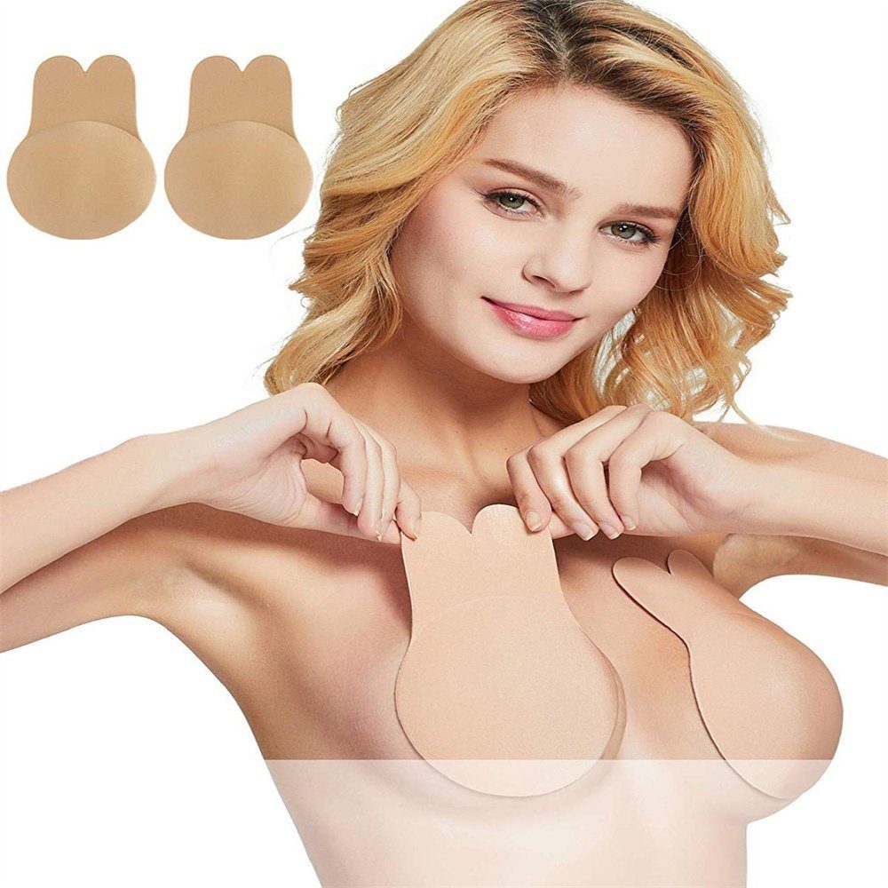 Klebe-BH Trägerlos Klebriger unsichtbarer Push Up Silikon-BH für rückenfreies  Kleid mit Nippelbezügen nude