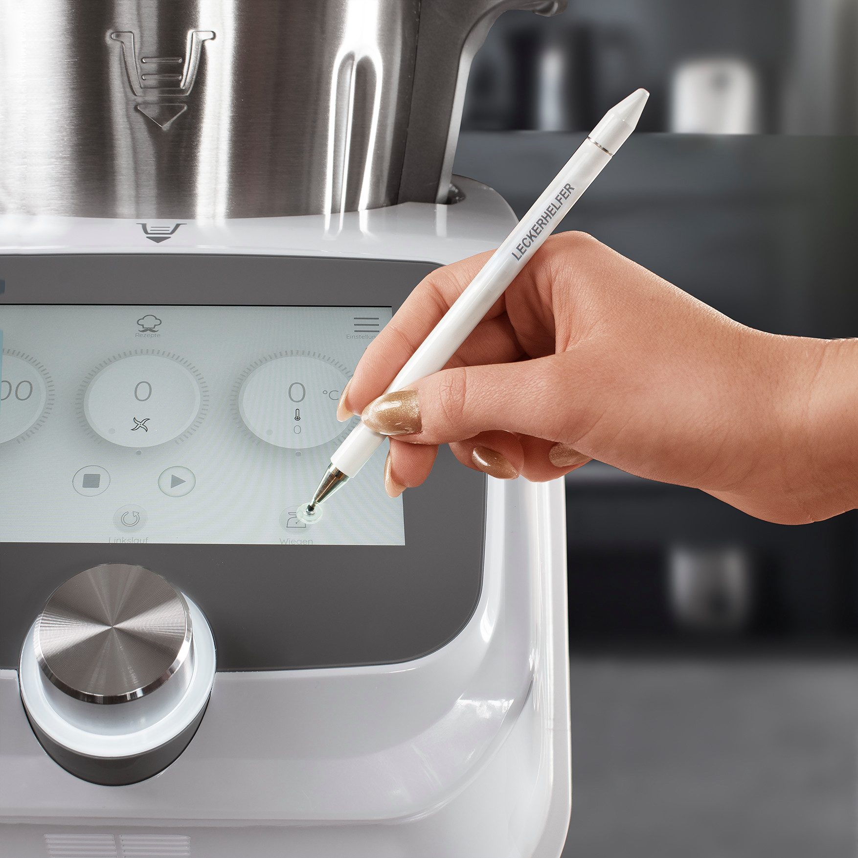 Leckerhelfer - automatisch Lecker Küchenmaschinen Zubehör-Set TouchPRO – Stift + Halterung für Monsieur Cuisine Connect Display