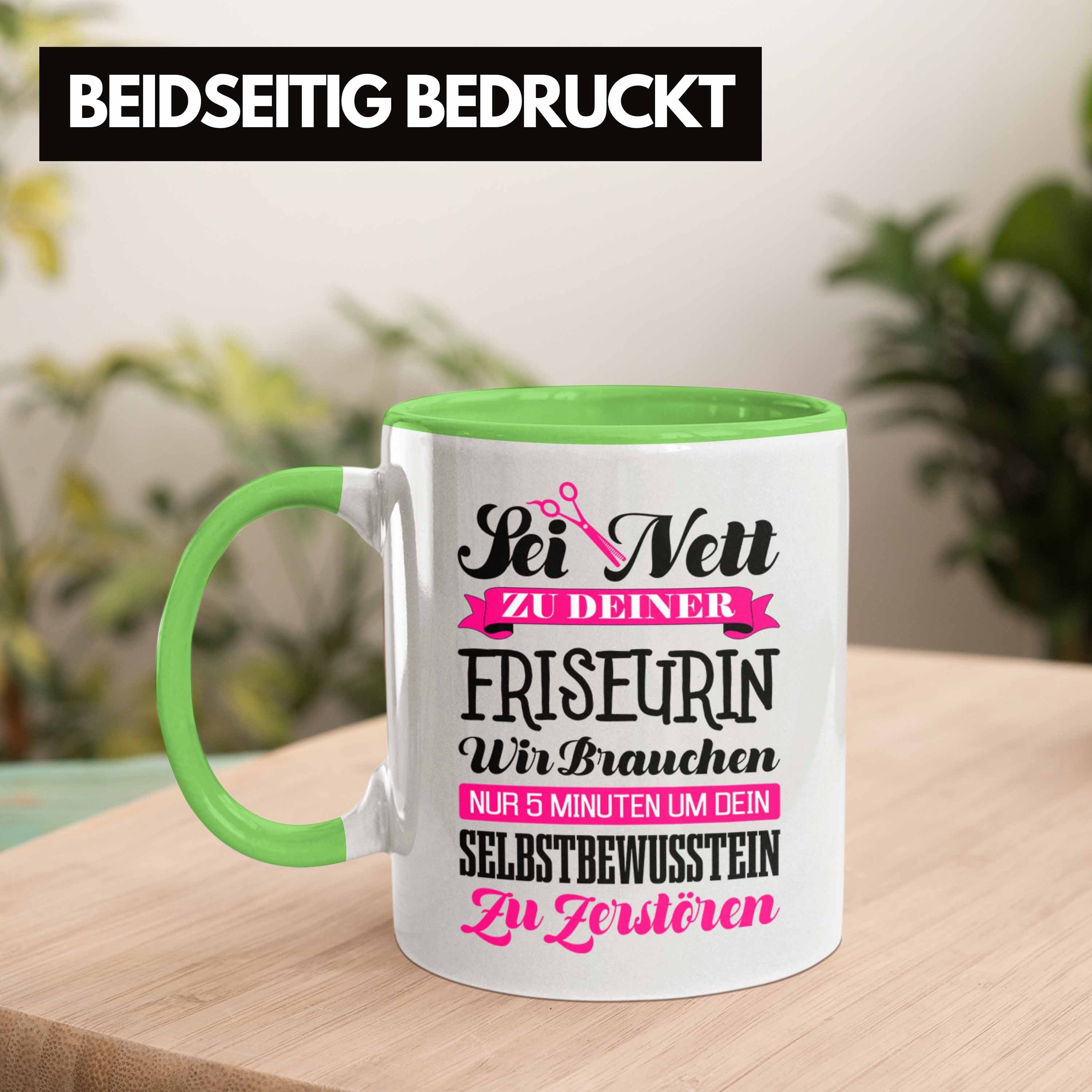 Kaffeetasse Trendation Frisörin Tasse Friseursaloneröffnung - Geschenk Zubehör Trendation Friseurin Spruch Tasse Friseur Geschenkideen Tassen Grün