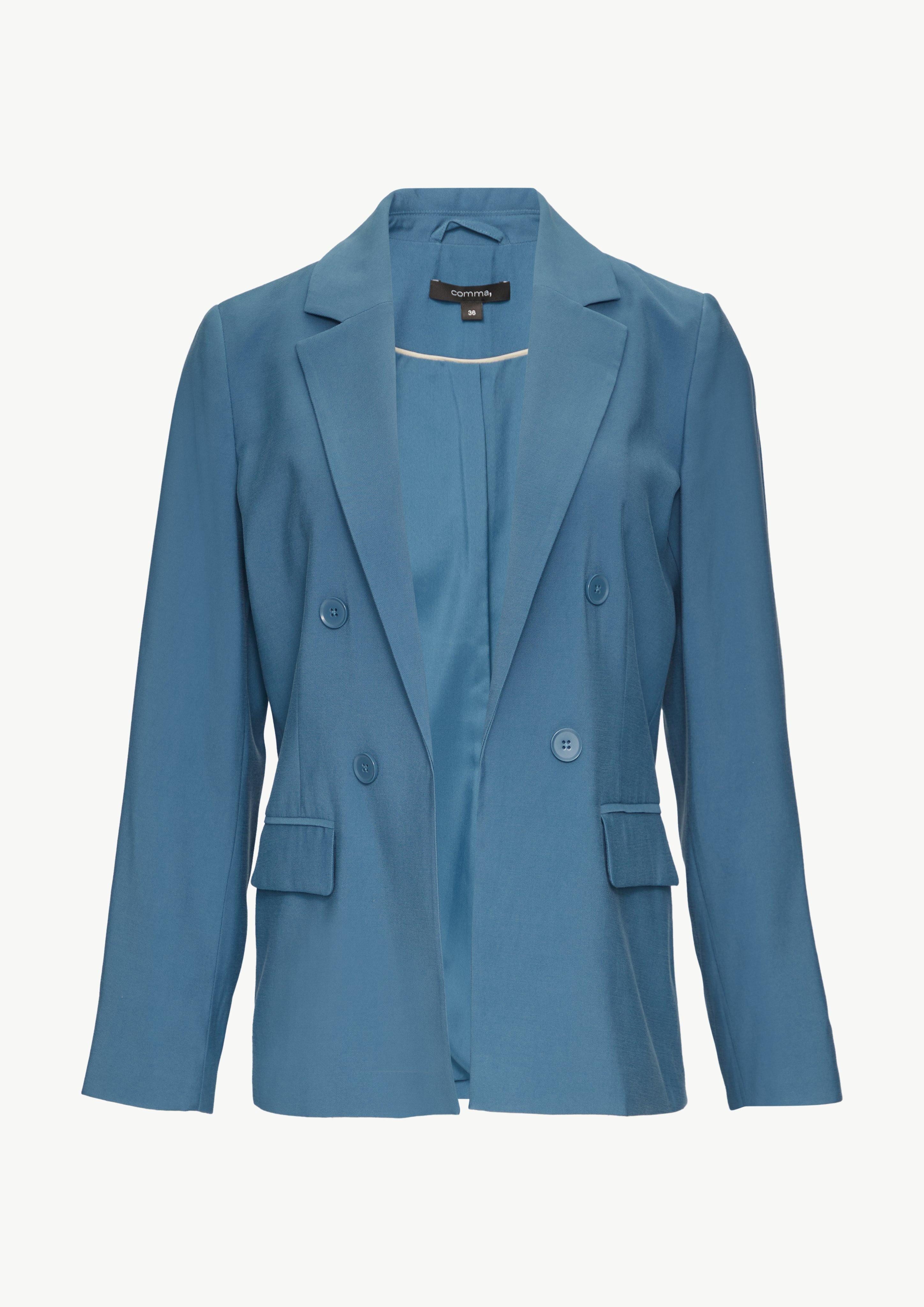 Blusenblazer Offener Longblazer mit Piquestruktur