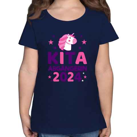 Shirtracer T-Shirt Kita Abgängerin 2024 rosa/lila Einhorn Sterne Einschulung Mädchen
