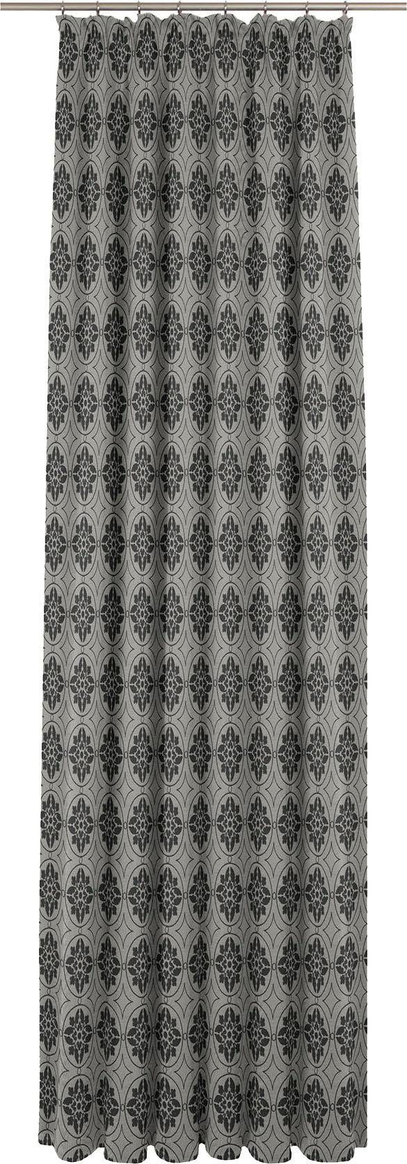 blickdicht, Kräuselband Vorhang Adam, Jacquard schwarz Romantic (1 Puligny A, St),