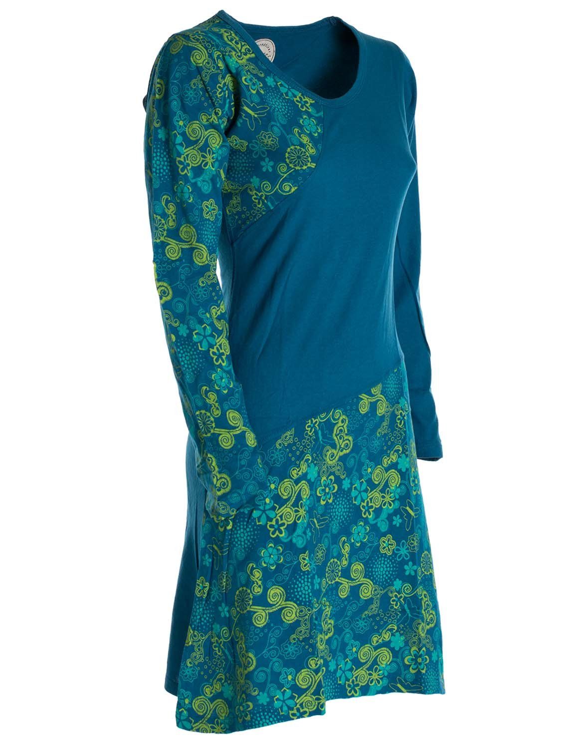 Vishes Jerseykleid Asymmetrisches Langarm Jersey Kleid Damen kurz Hippie, Goa Style – Bild 4 von 5