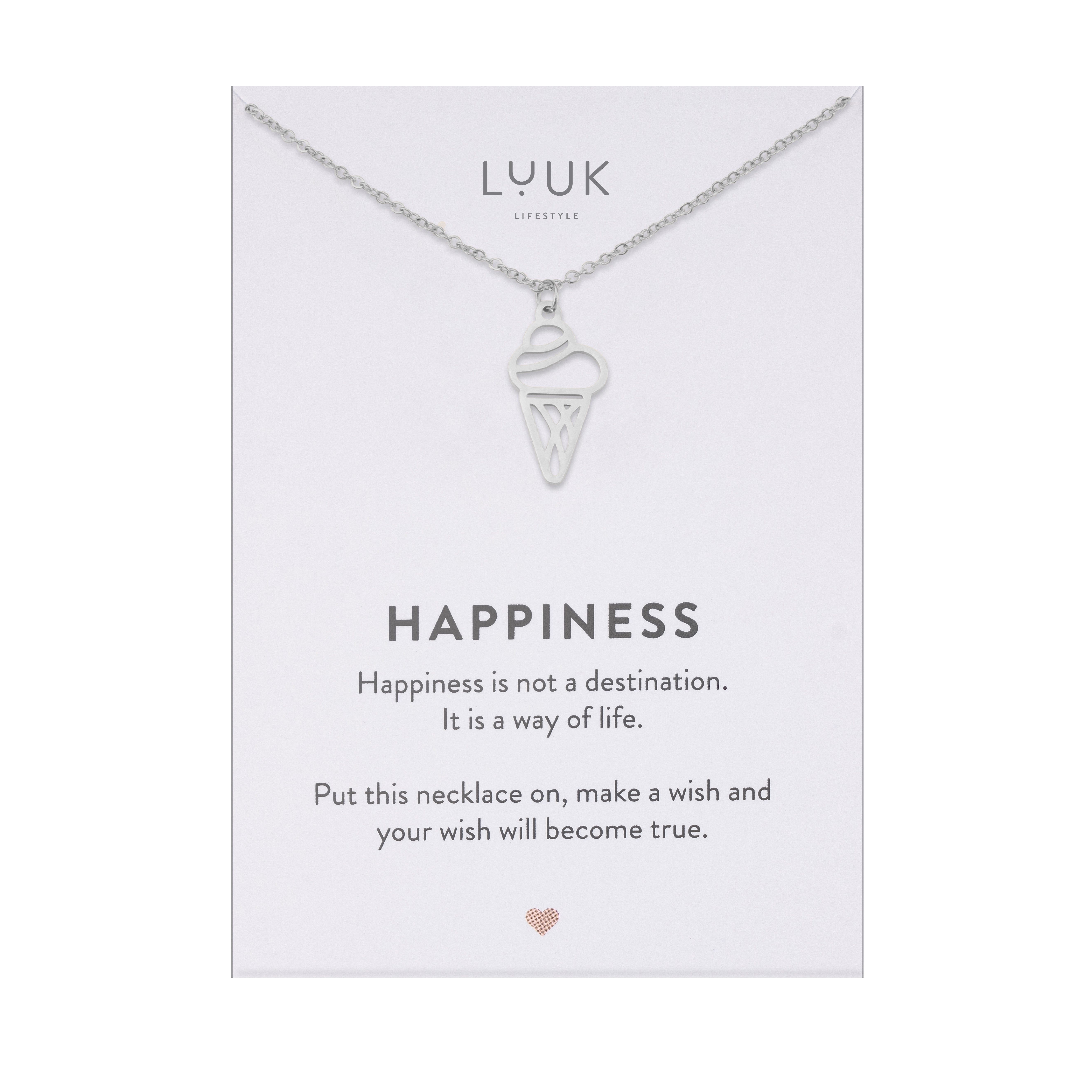 LUUK LIFESTYLE Kette mit Anhänger Eis, mit HAPPINESS Spruchkarte, modern und cool