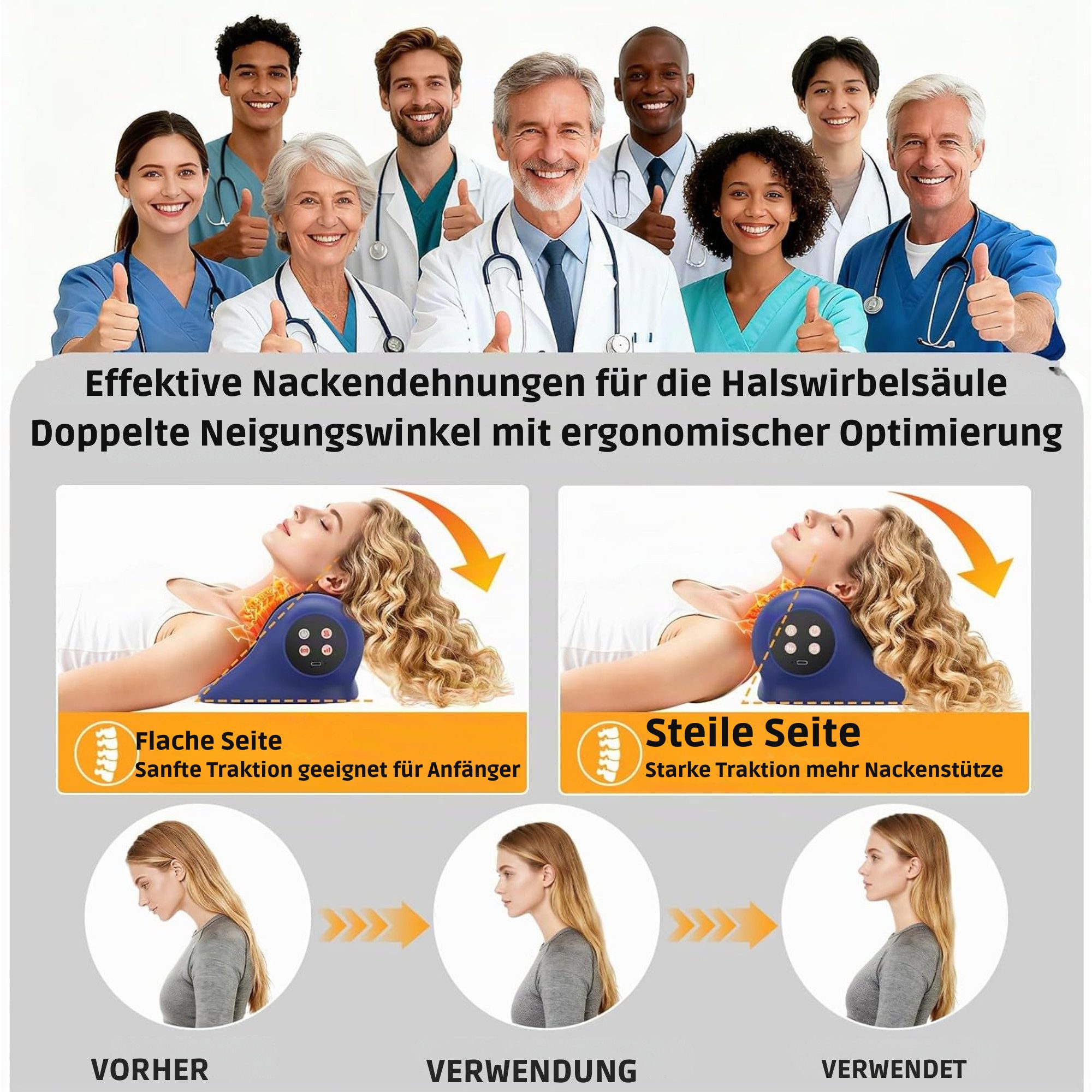 Vivitar Nacken-Massagegerät Elektrische & Nackenstrecker mit Wärmefunktion, wiederaufladbarer, 3 Dehnungsmodi, 3 Vibrationsmodi, 3 Temperatureinstellungen, kabe – Bild 3 von 5
