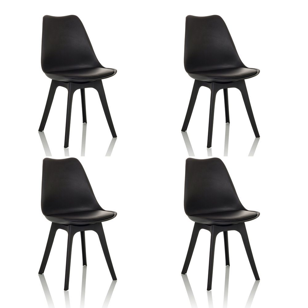 PU 4er Design, Esszimmerstuhl, Schalenstuhl skandinavischen Pack (4er im Stuhl SCANDI hjh Schalenstuhl P OFFICE Kunststoff Sitzkissen Set),