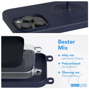 EAZY CASE Handykette Carabiner Chain für Apple iPhone 14 Pro Max 6,7 Zoll, Hülle mit Band 2in1 Handyband Etui Case mit Kordel Dunkelblau Navy