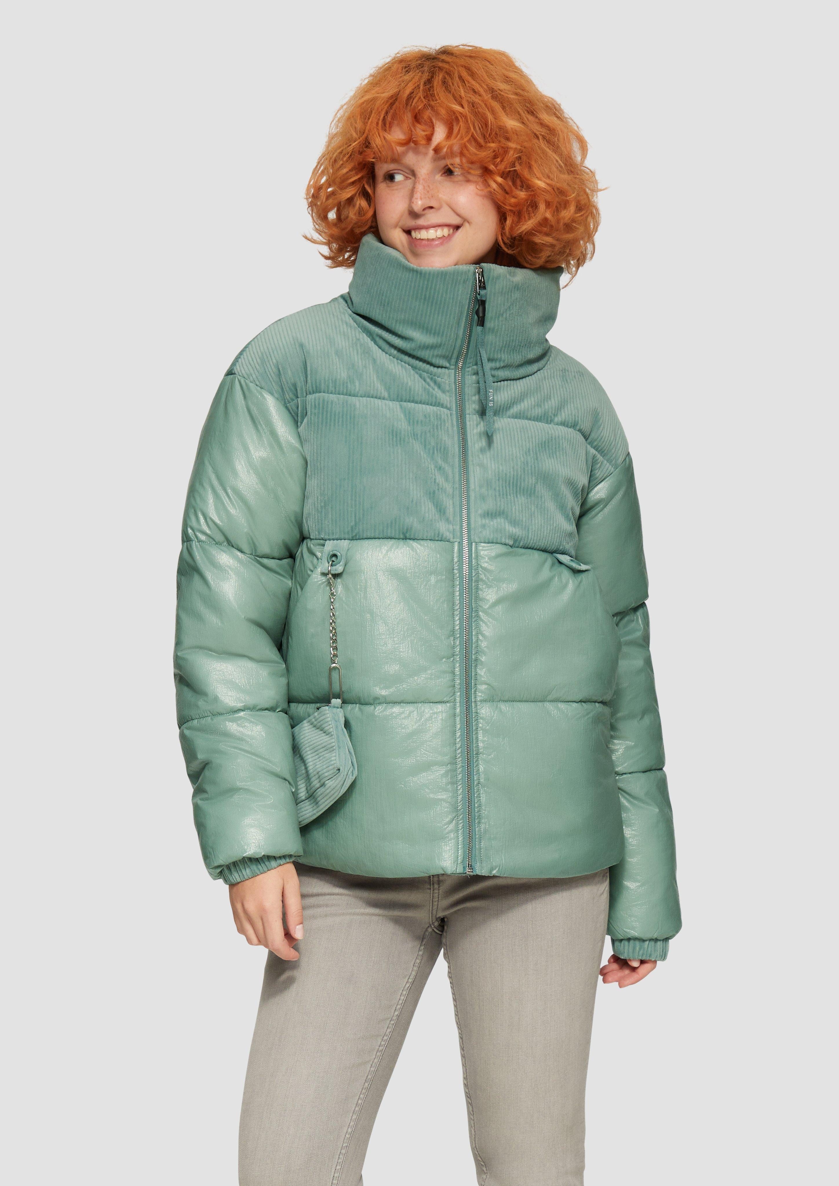 Outdoorjacke Steppjacke im Fabricmix mit abnehmbarer Tasche