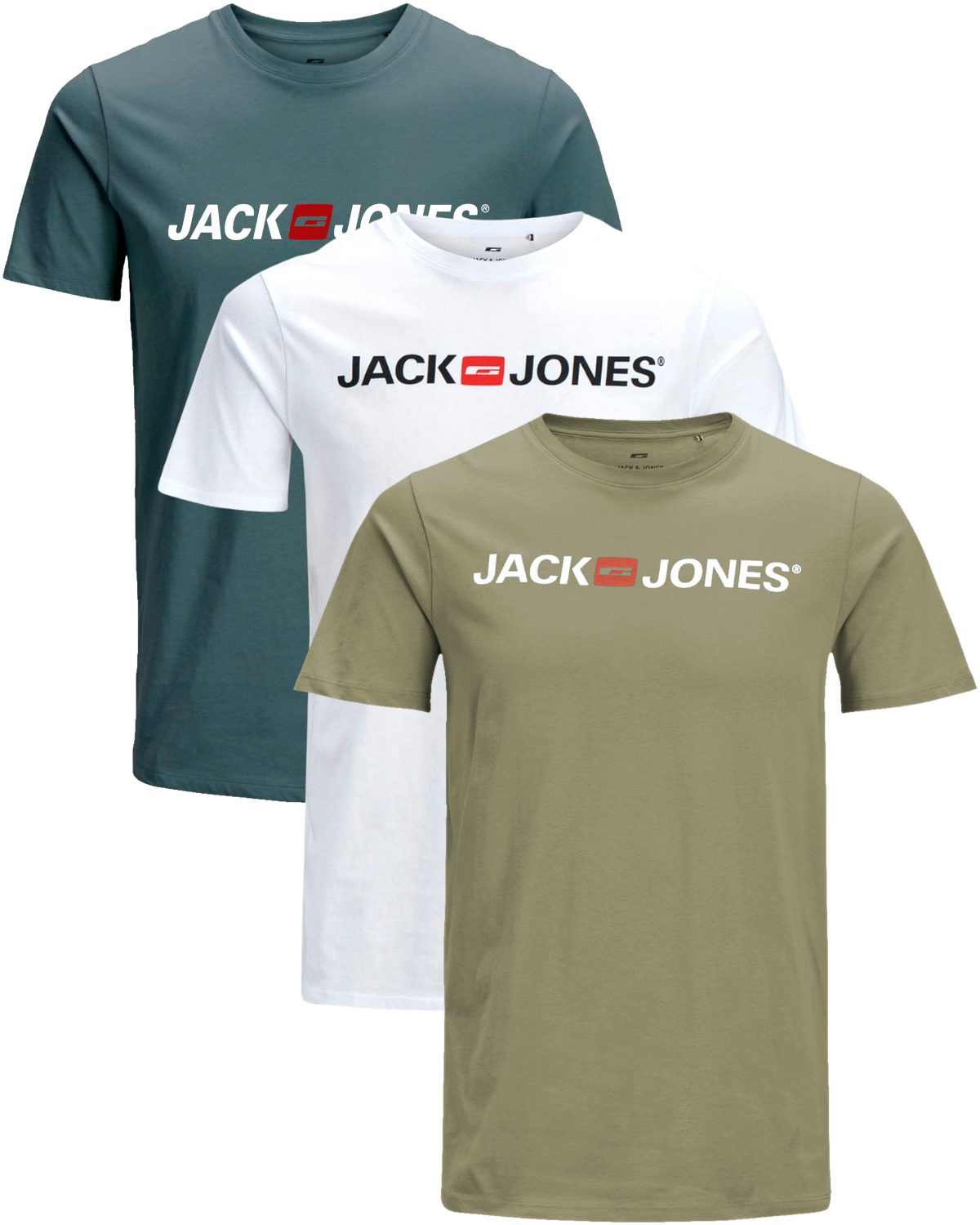 Jack & Jones T-Shirt Stilvolles Slim-Fit oder Regular Shirt mit Printdruck (3er-Pack) Printdruck