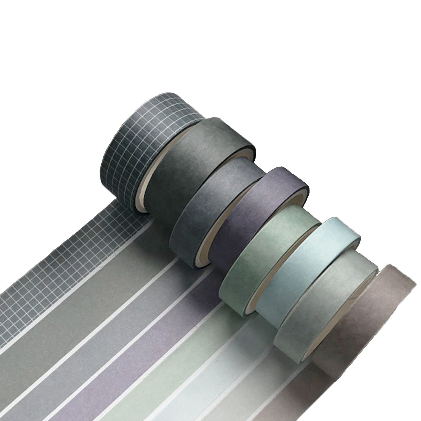 GarveeMore Klebestreifen Washi-Tape-Set 8 Rollen – Karo-Design, Schwarz/Weiß 1 cm & 1,5 cm Breite, rückstandsfrei – für Bullet Journal