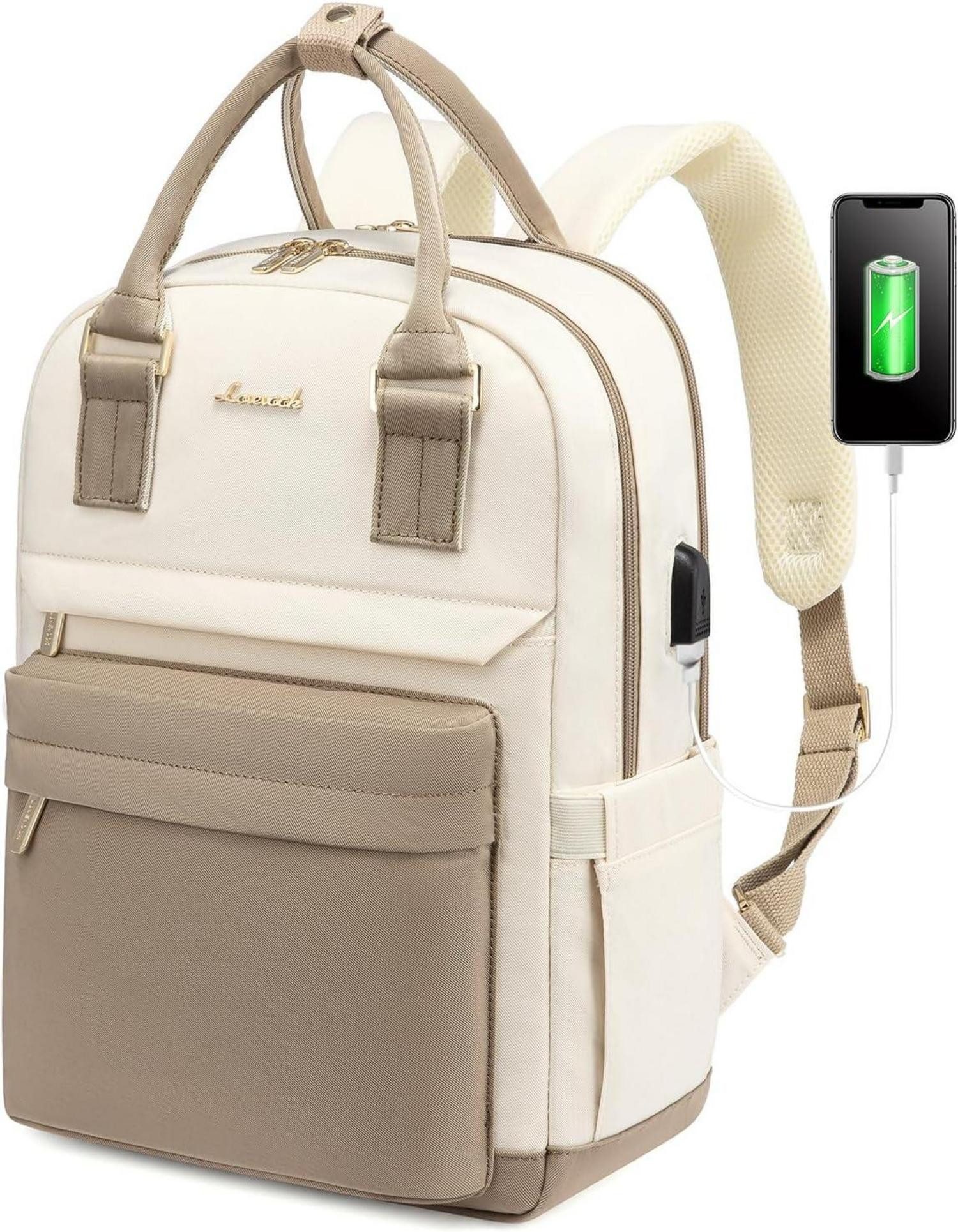 LuxusKollektion Minirucksack Damen Rucksack Klein 14 Zoll Laptop Wasserdicht Daypack Khaki Beige